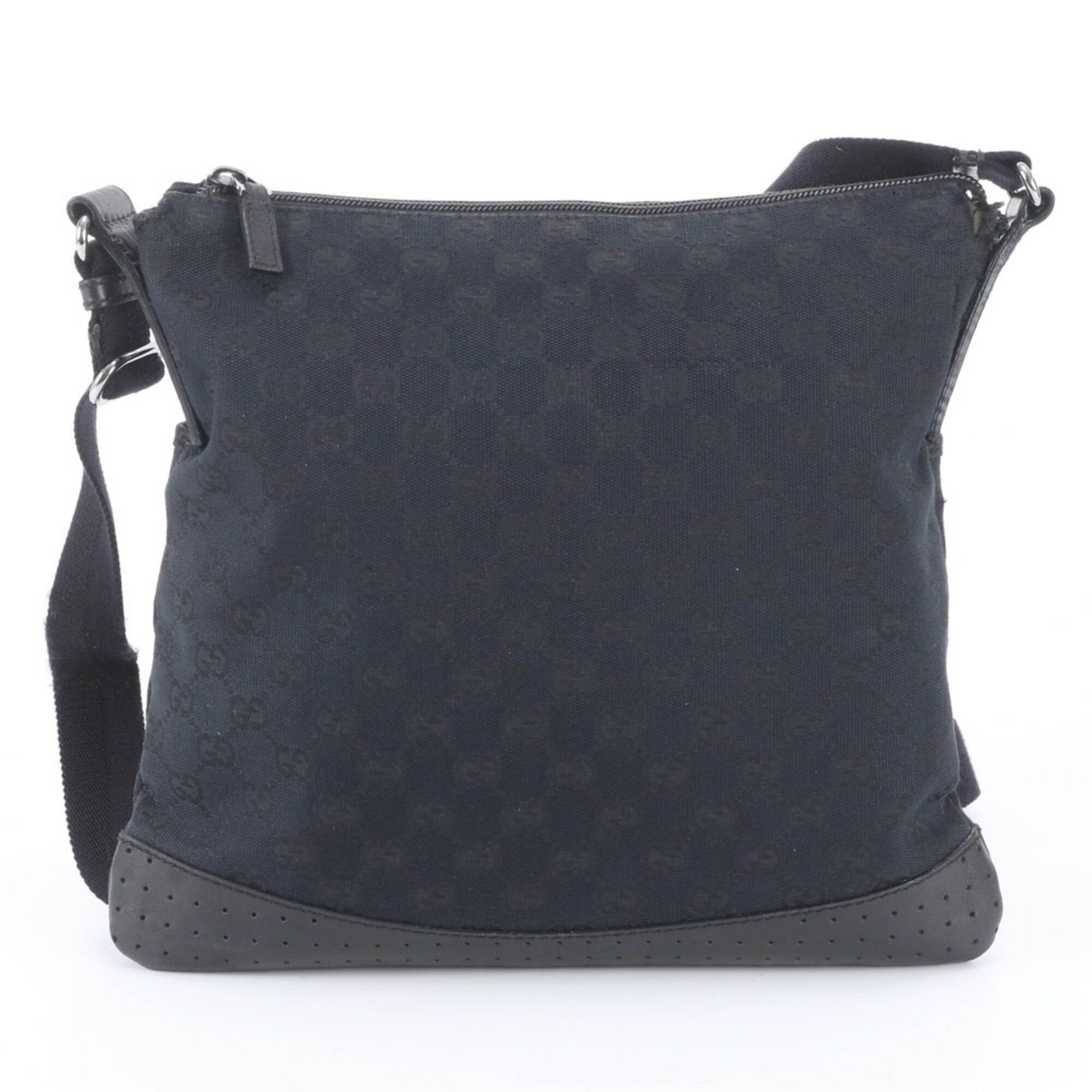 Gucci Black Leather Canvas Shoulder Bag (Pre-Owned)