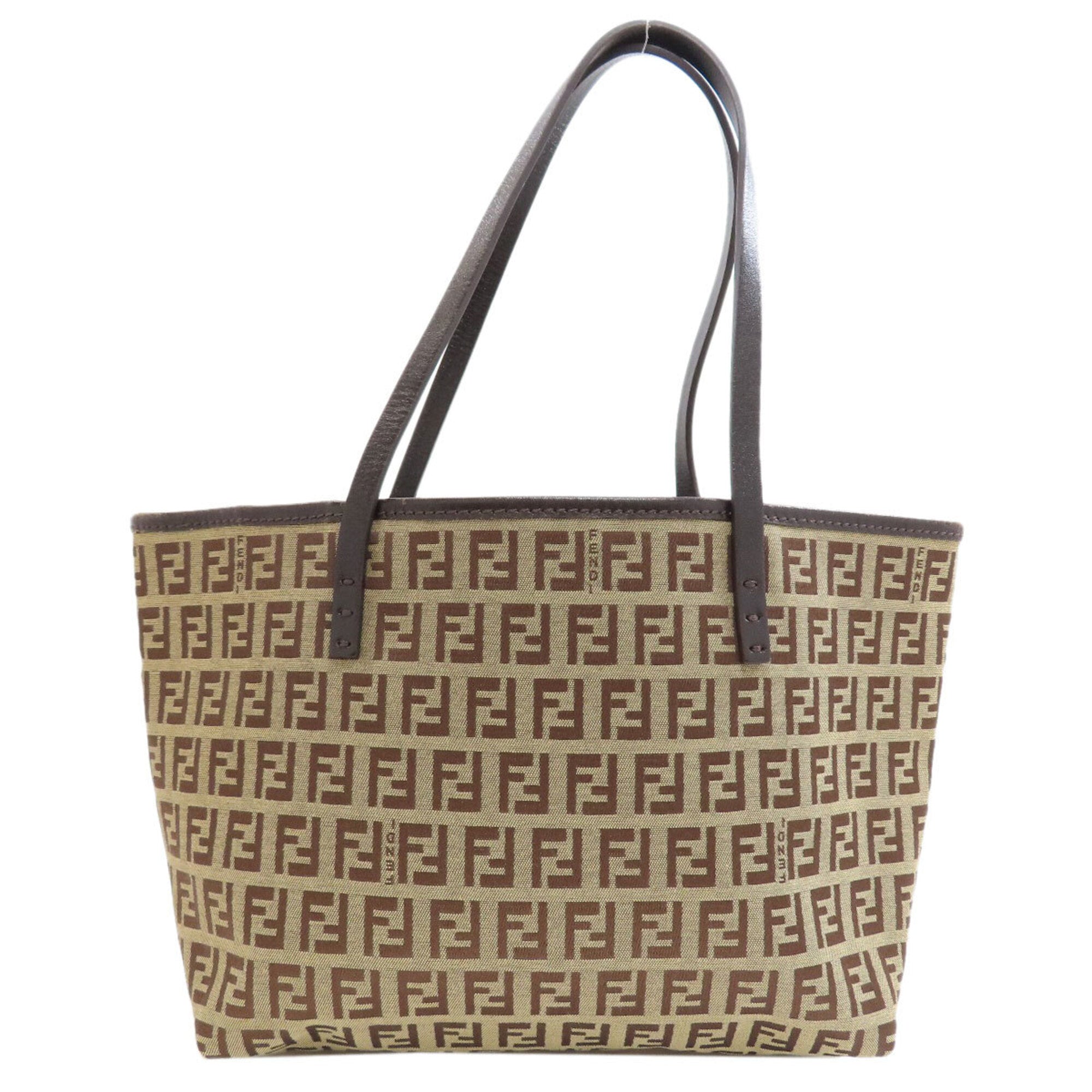 Fendi Zucchino Brown Canvas Handbag (Pre-Owned)