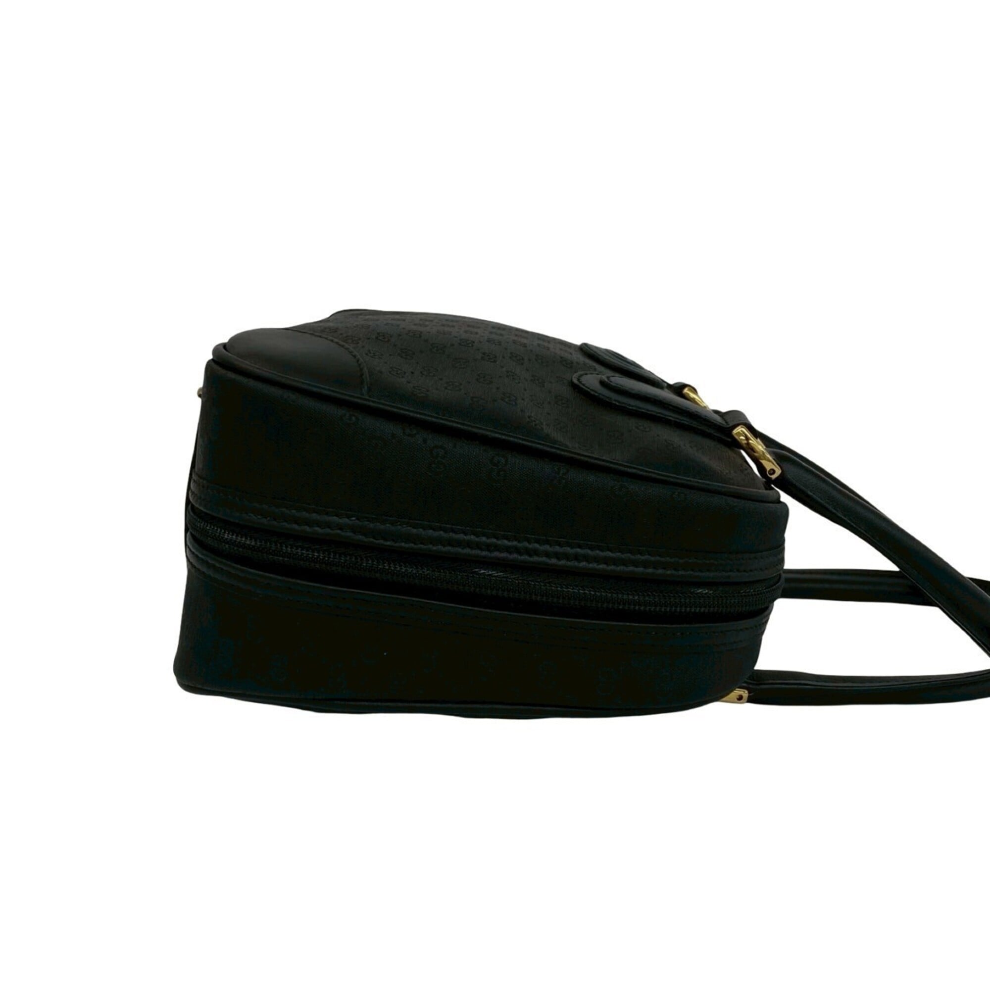 Gucci Black Canvas Leather Boston Bag Handbag (Pre-Owned)