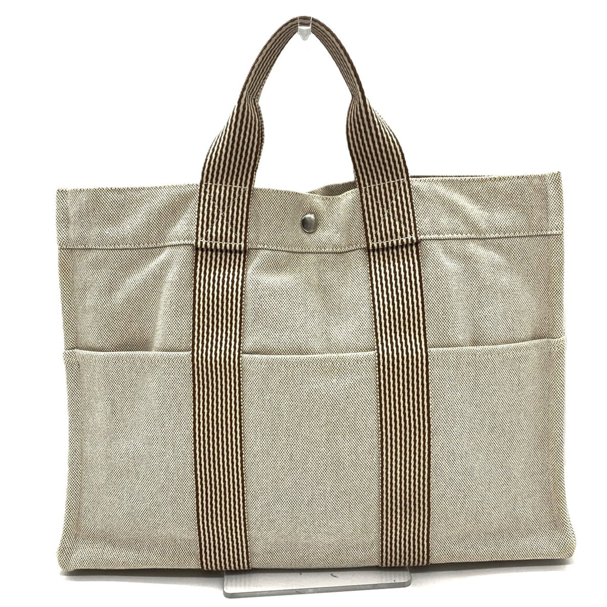 Hermes Beige Brown Canvas Tote Bag (Pre-Owned)