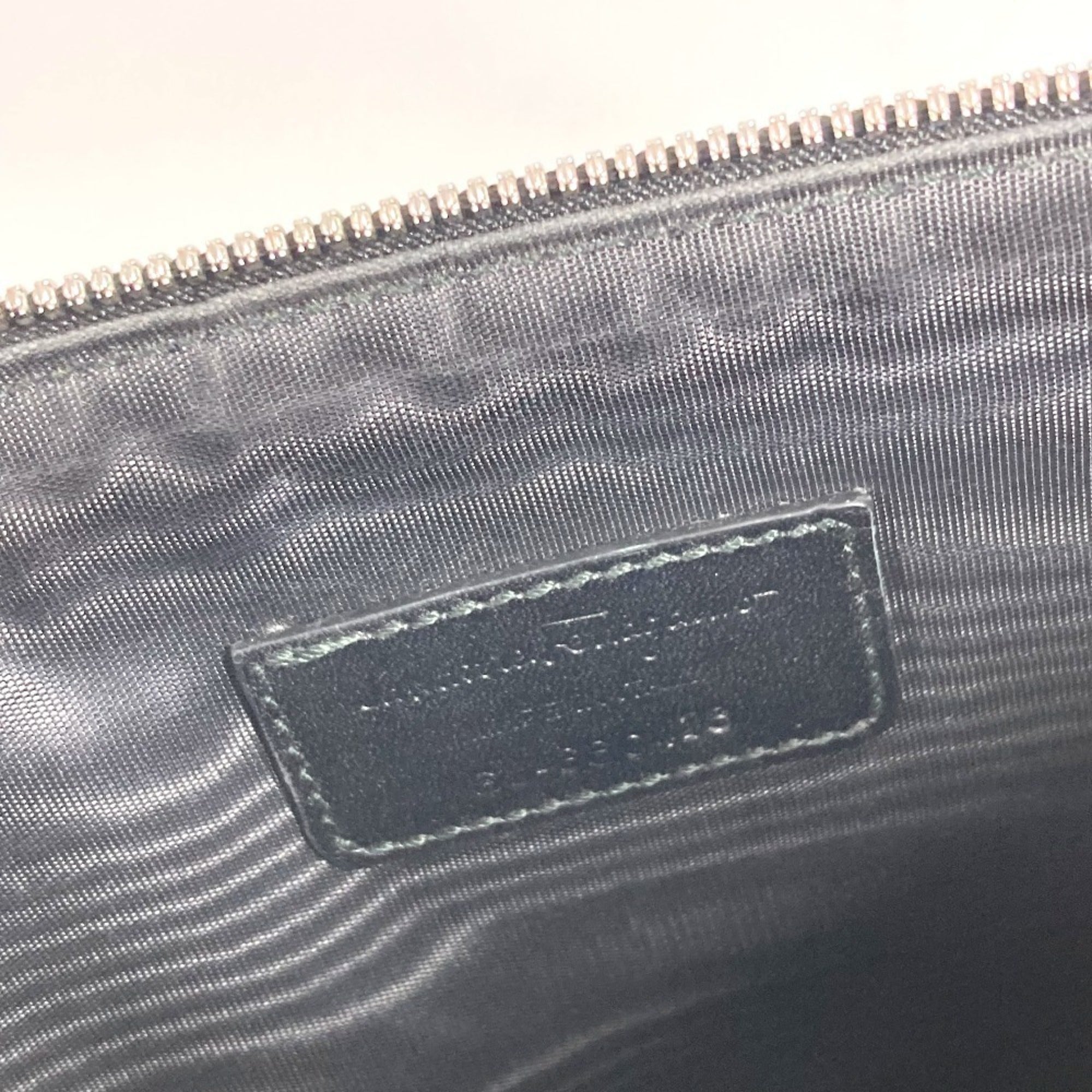 Salvatore Ferragamo Black Gray Leather Clutch Bag Pouch (Pre-Owned)
