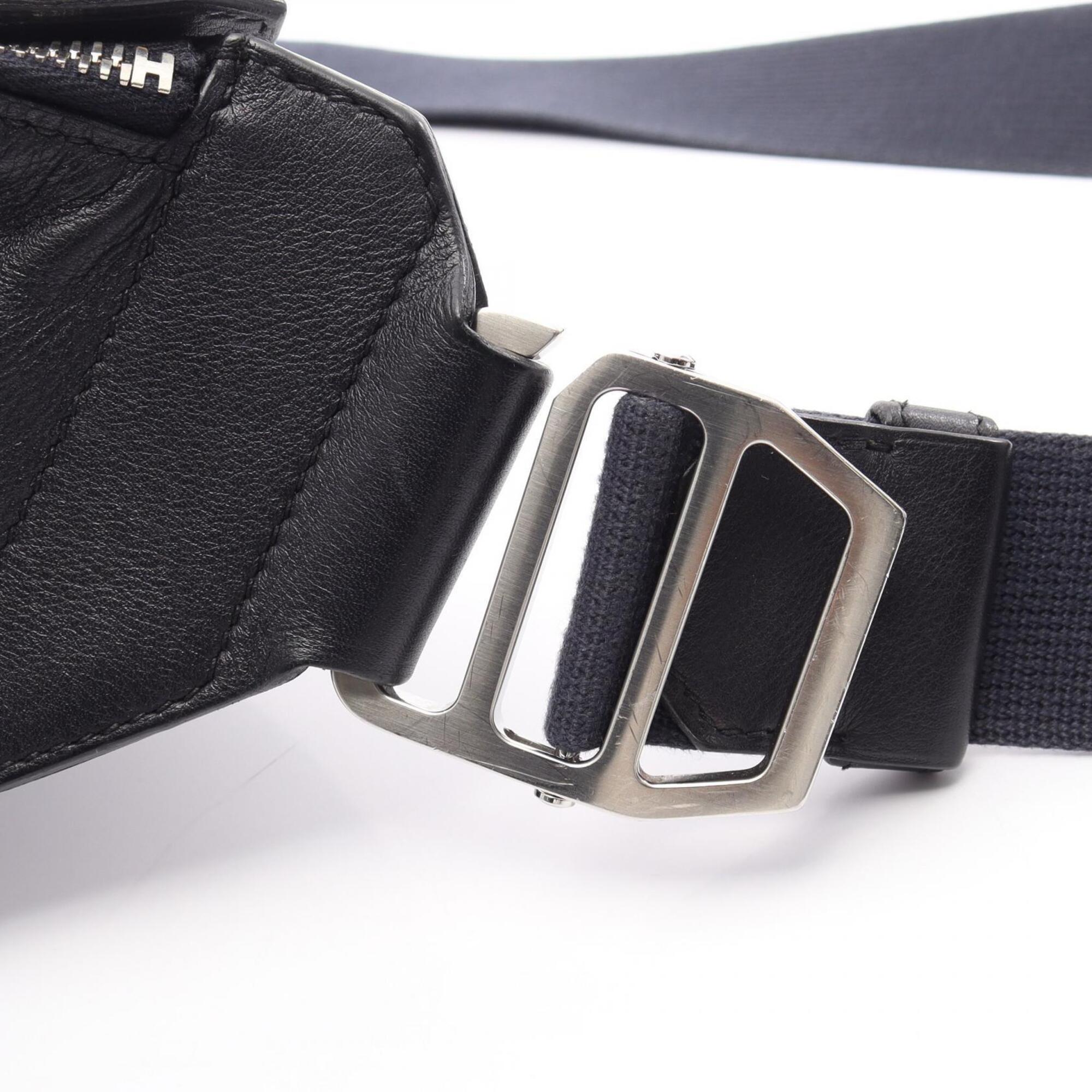 Hermes Navy Leather Fanny Pack Handbag Sling Bag (Pre-Owned)