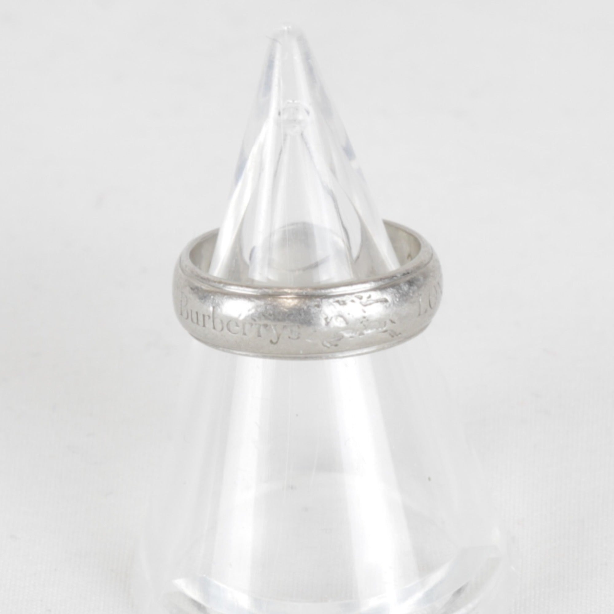 Burberry Silver Platinum 900 Band Ring (Pre-Owned)