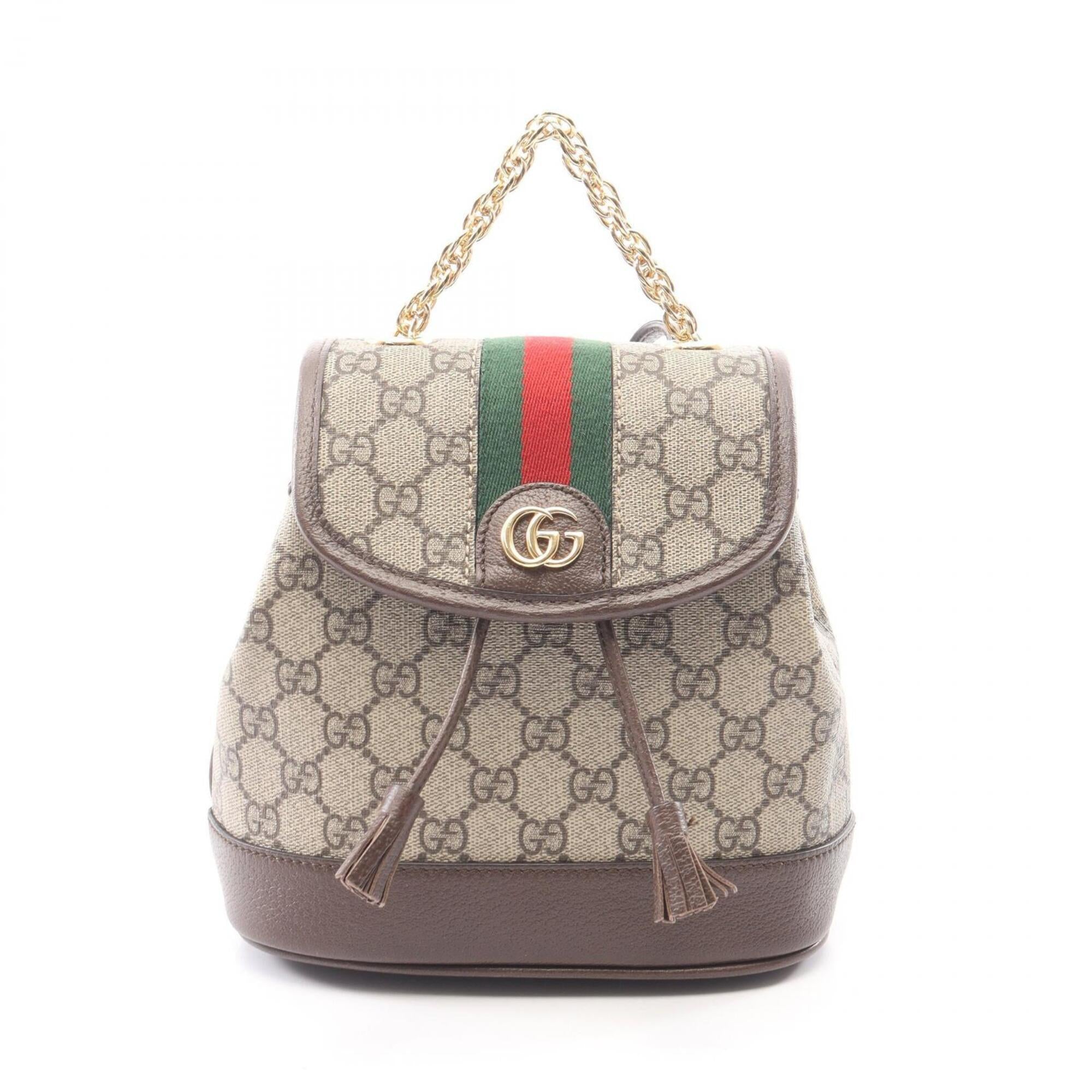 Gucci Beige Brown Pvc Leather Backpack Handbag (Pre-Owned)