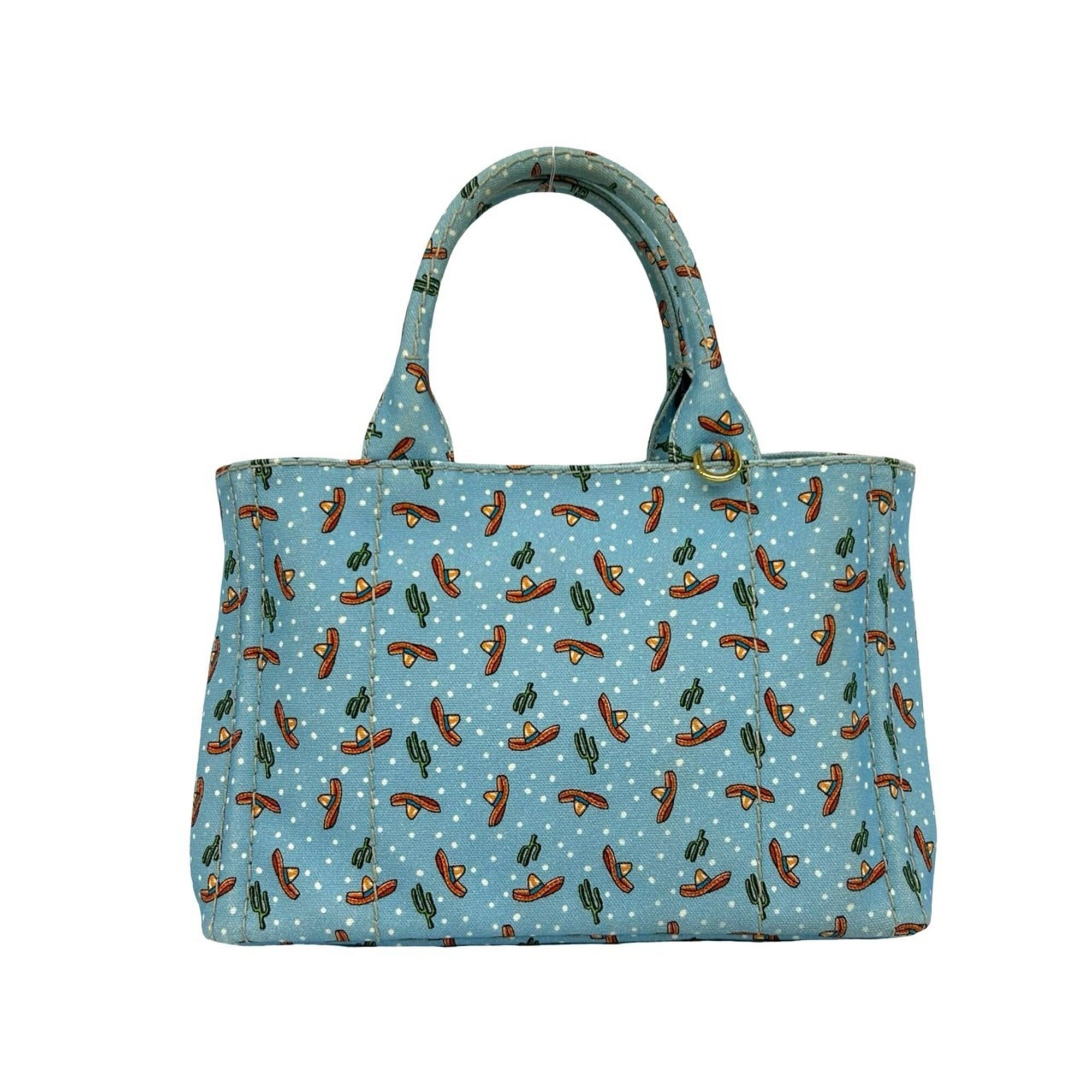 Prada Blue Canvas Handbag Shoulder Bag Tote Bag (Pre-Owned)
