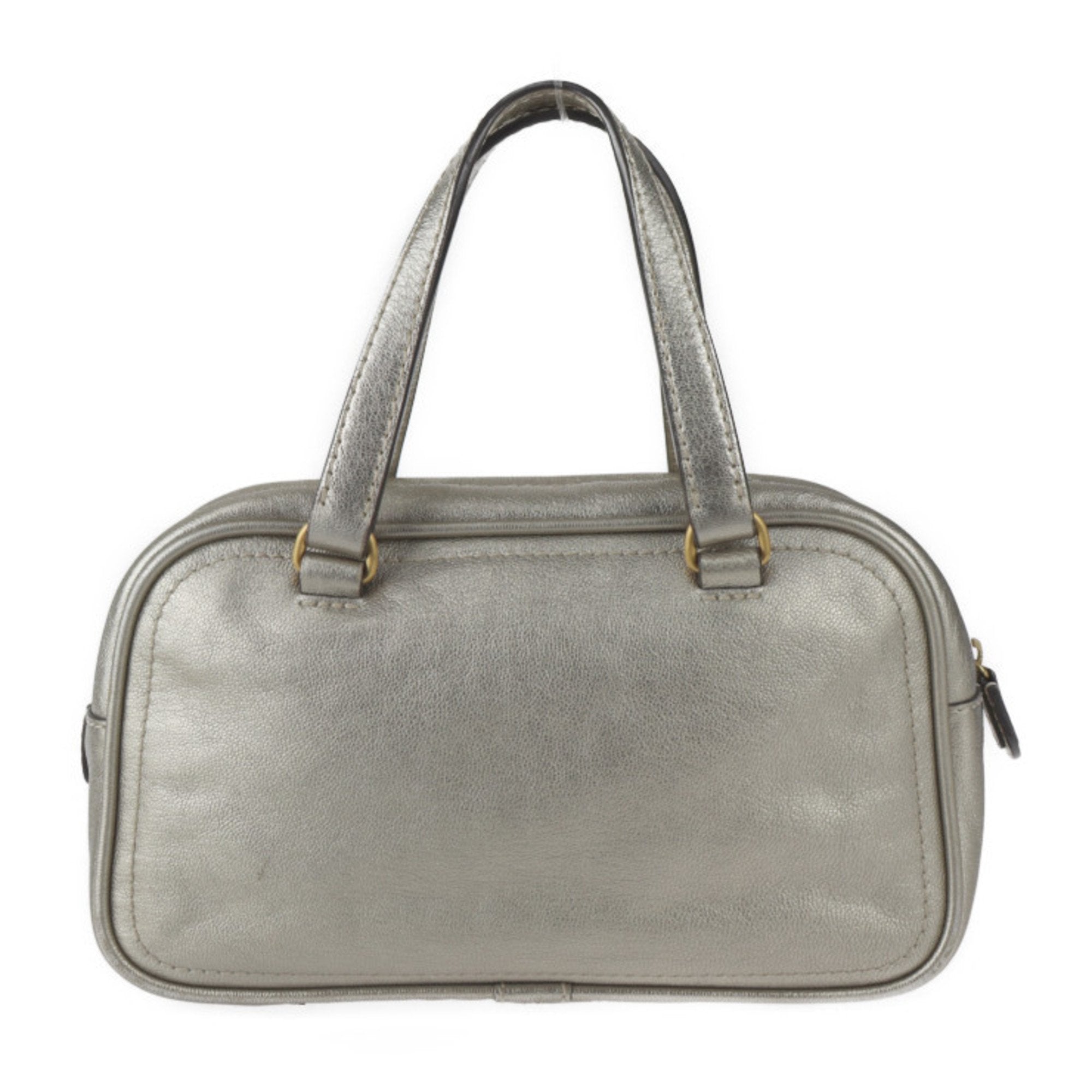 Loewe Gold Gray Leather Boston Bag Handbag Tote Bag (Pre-Owned)