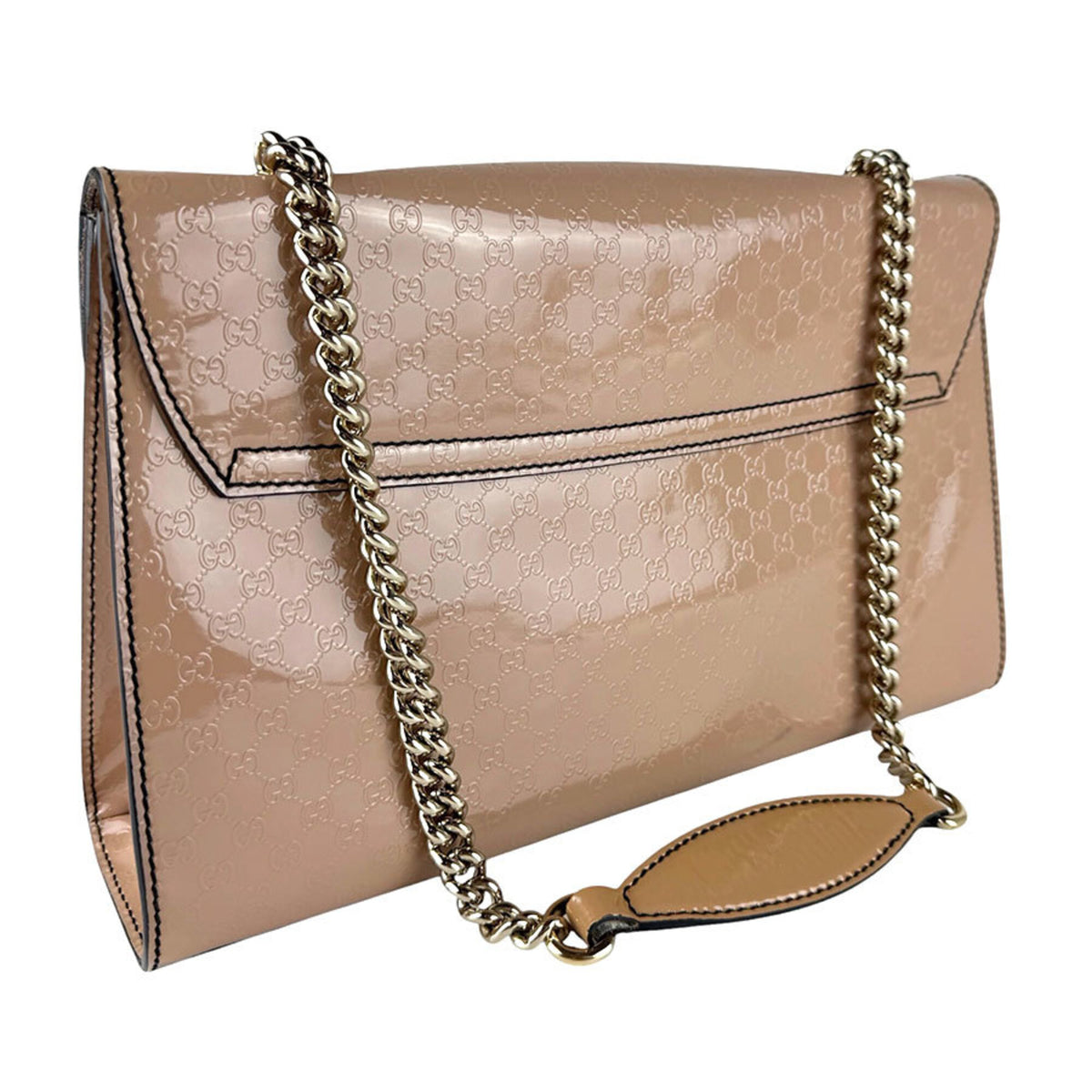 Gucci Pink Beige Patent Leather Shoulder Bag (Pre-Owned)