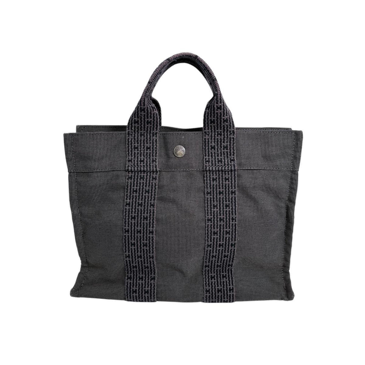 Hermes Her Line Gray Canvas Tote Bag (Pre-Owned)