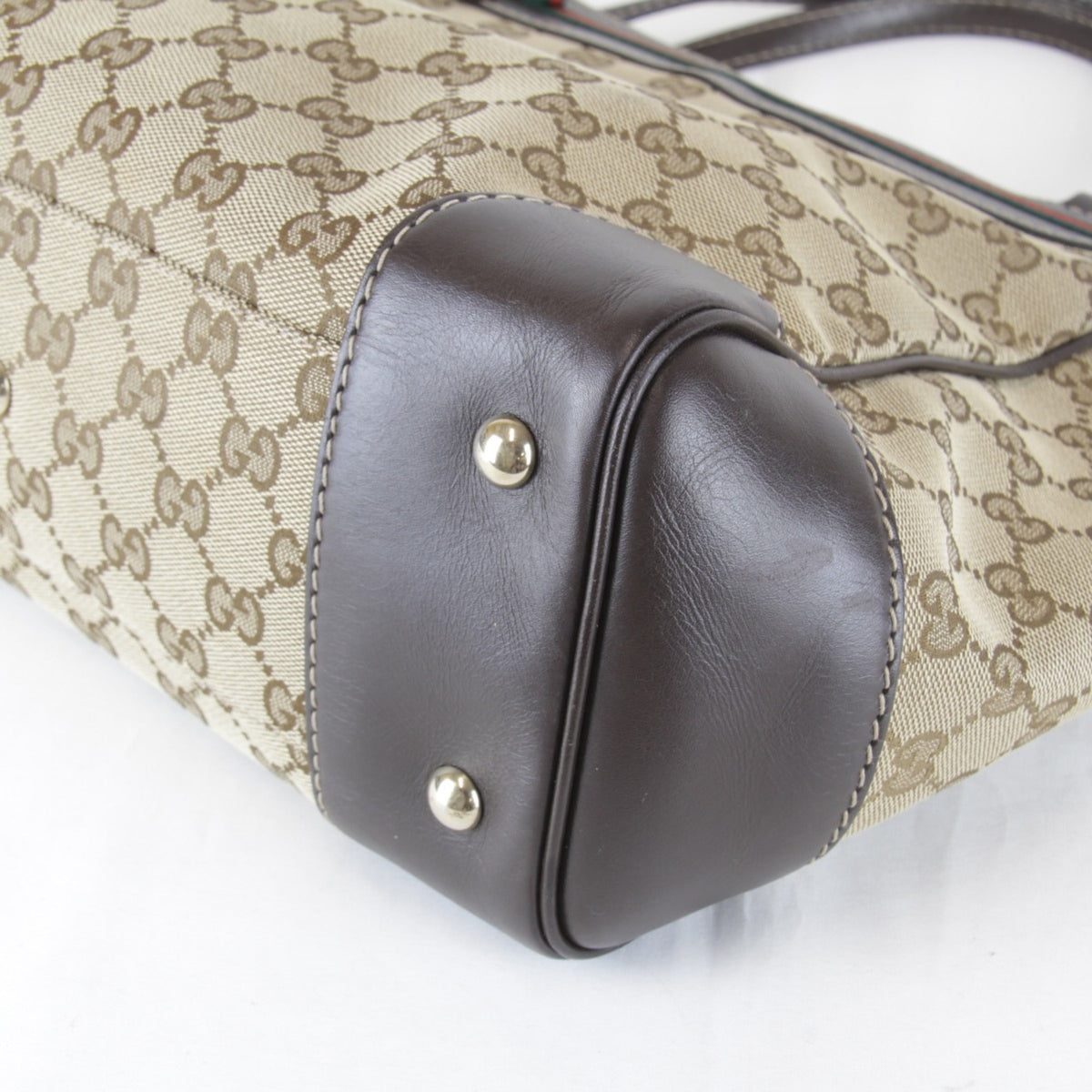 Gucci Brown Gg Canvas Leather Tote Bag (Pre-Owned)