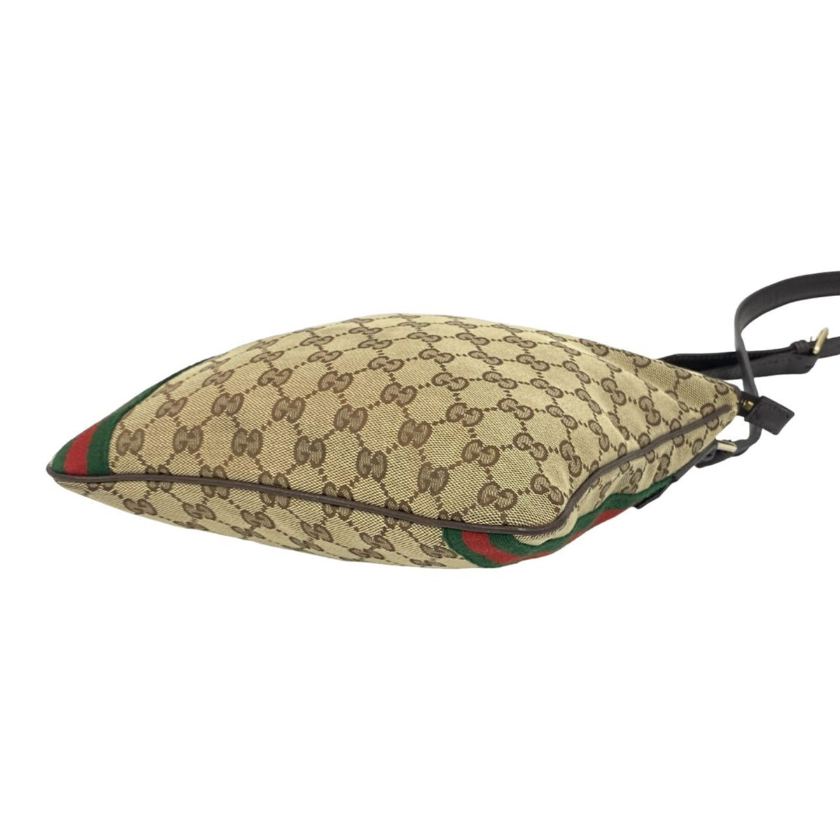 Gucci Brown Green Red Color Canvas Leather Pochette Shoulder Bag (Pre-Owned)