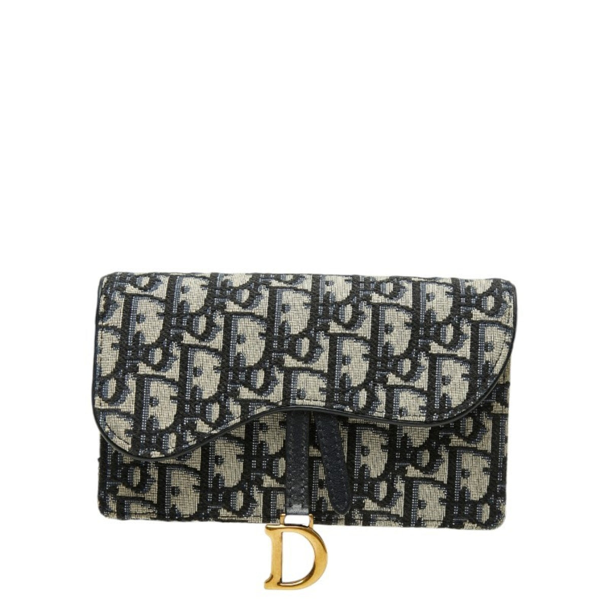 Christian Dior Beige Navy Canvas Leather Sling Bag (Pre-Owned)