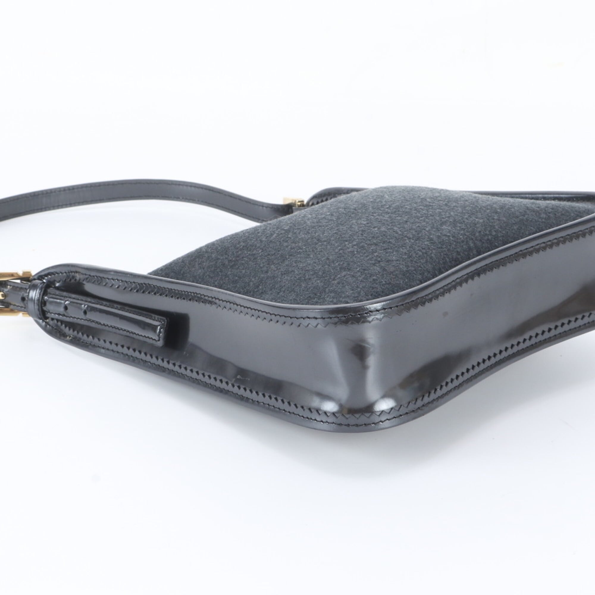Loewe Black Gray Leather Handbag Shoulder Bag (Pre-Owned)