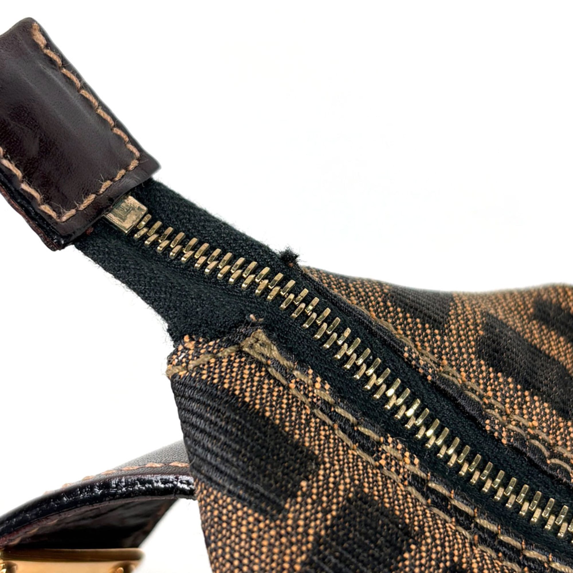 Fendi Brown Canvas Leather Handbag Vanity Bag (Pre-Owned)
