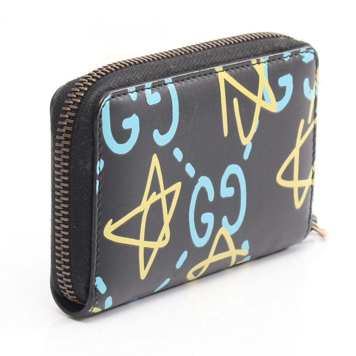 Gucci Black Blue Yellow Leather Coin Purse/Coin Case (Pre-Owned)