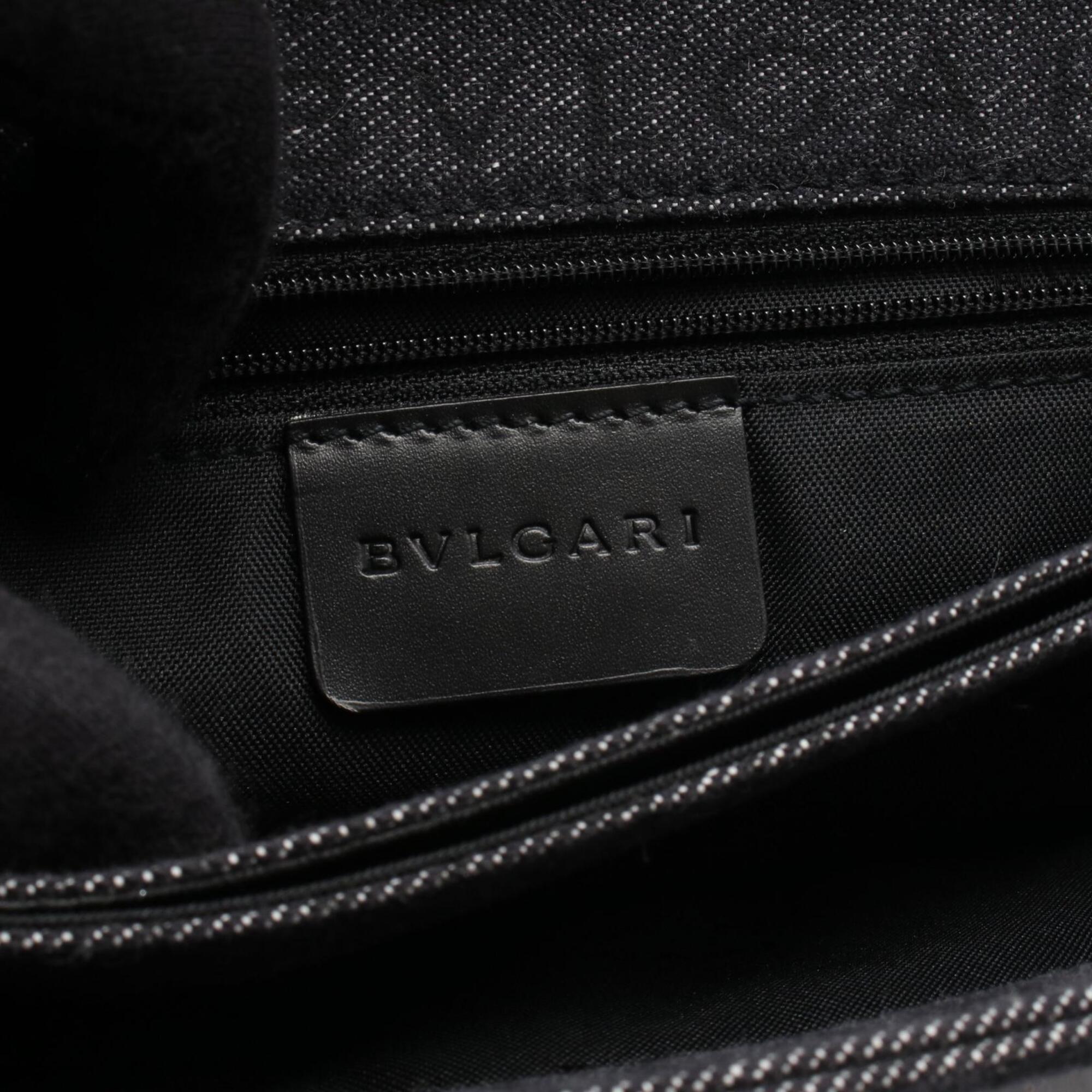 Bvlgari Black Navy Denim Leather Handbag Shoulder Bag (Pre-Owned)