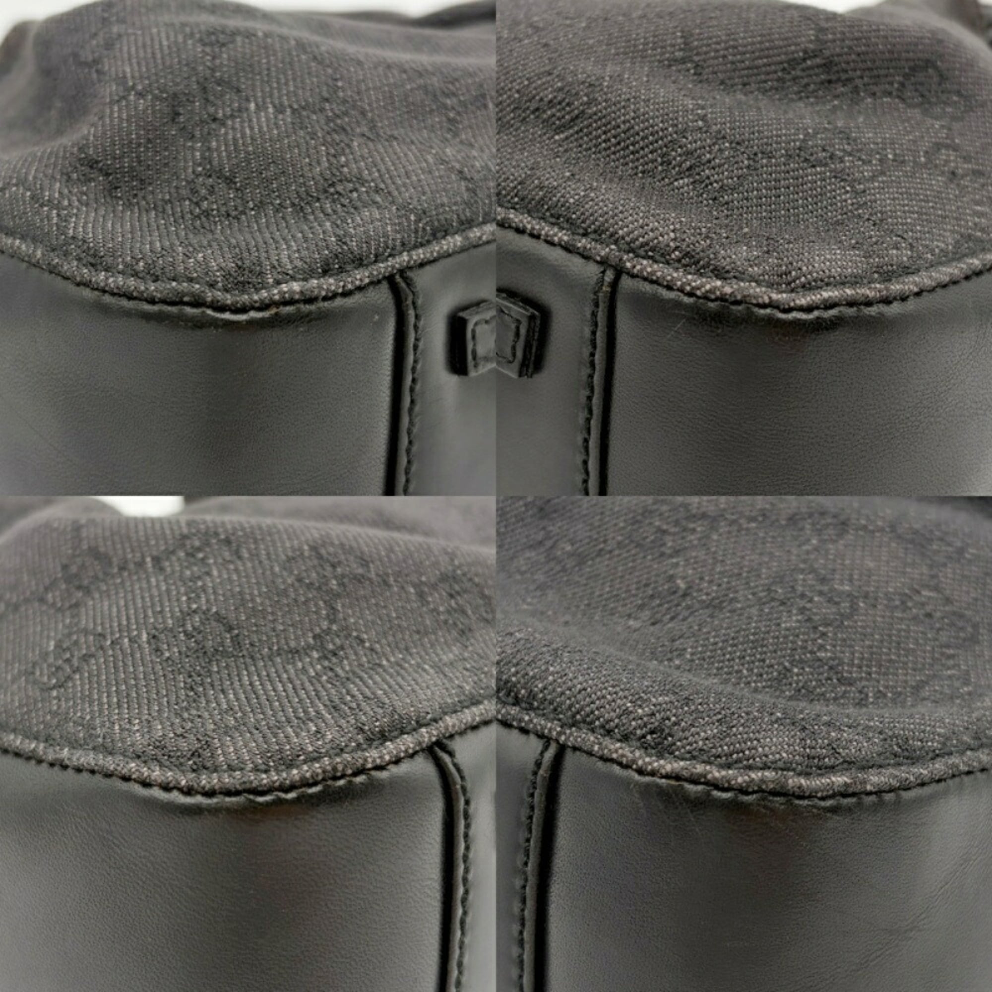 Gucci Black Gg Canvas Leather Handbag Tote Bag (Pre-Owned)