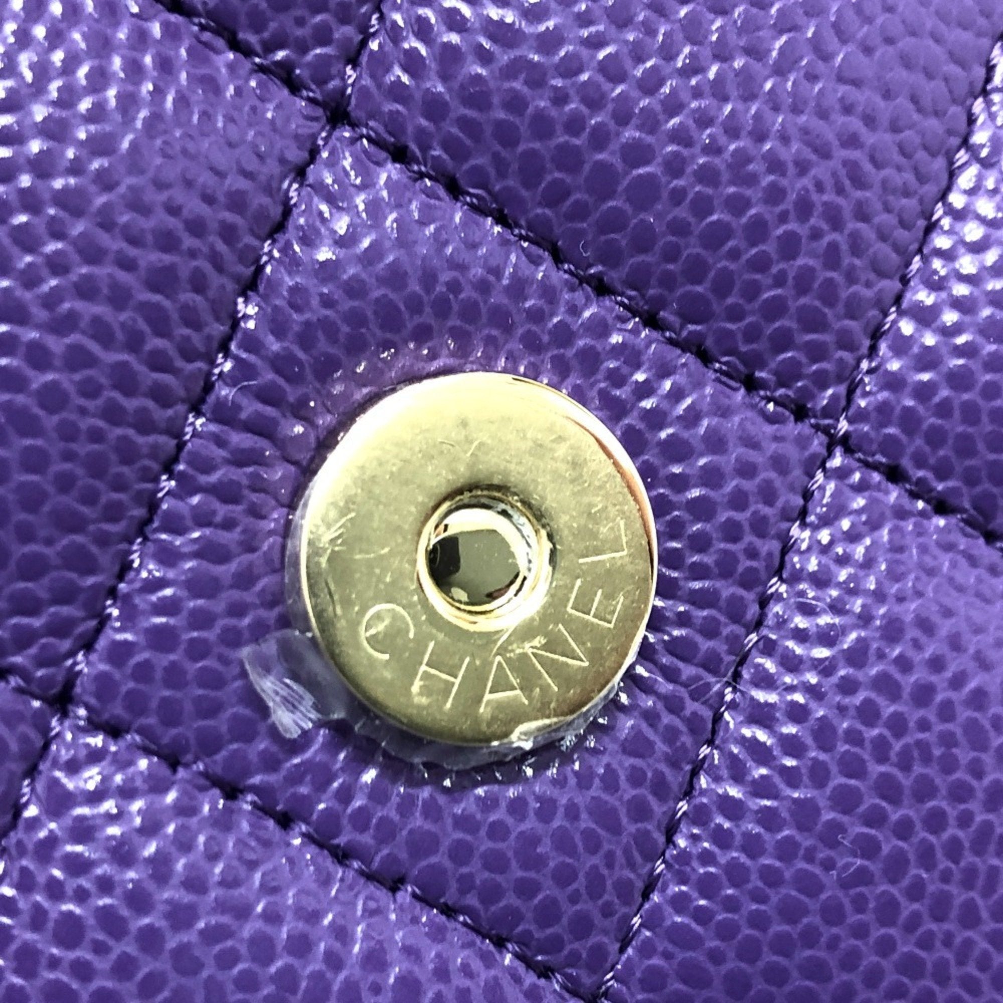 Chanel Matelasse Purple Caviar Leather Shoulder Bag (Pre-Owned)