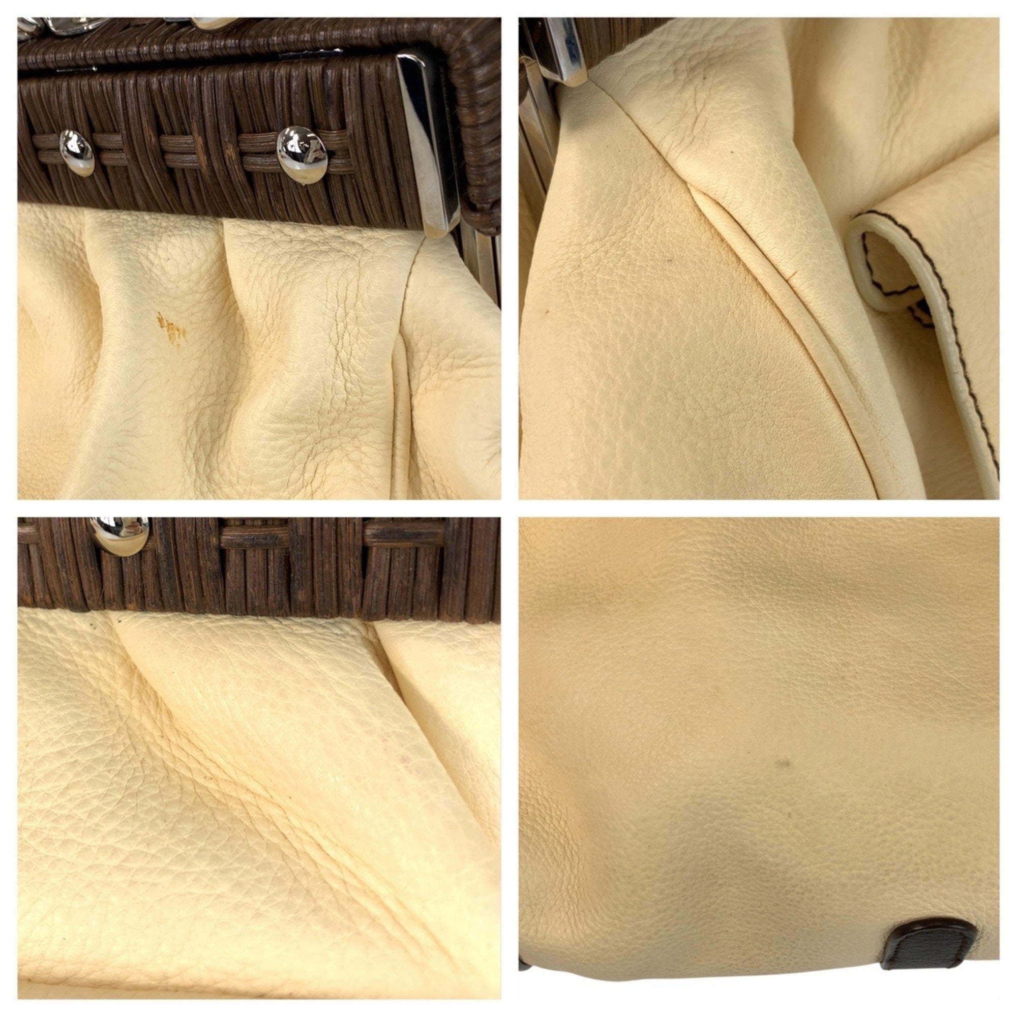 Salvatore Ferragamo Beige Ivory Leather Handbag Shoulder Bag (Pre-Owned)