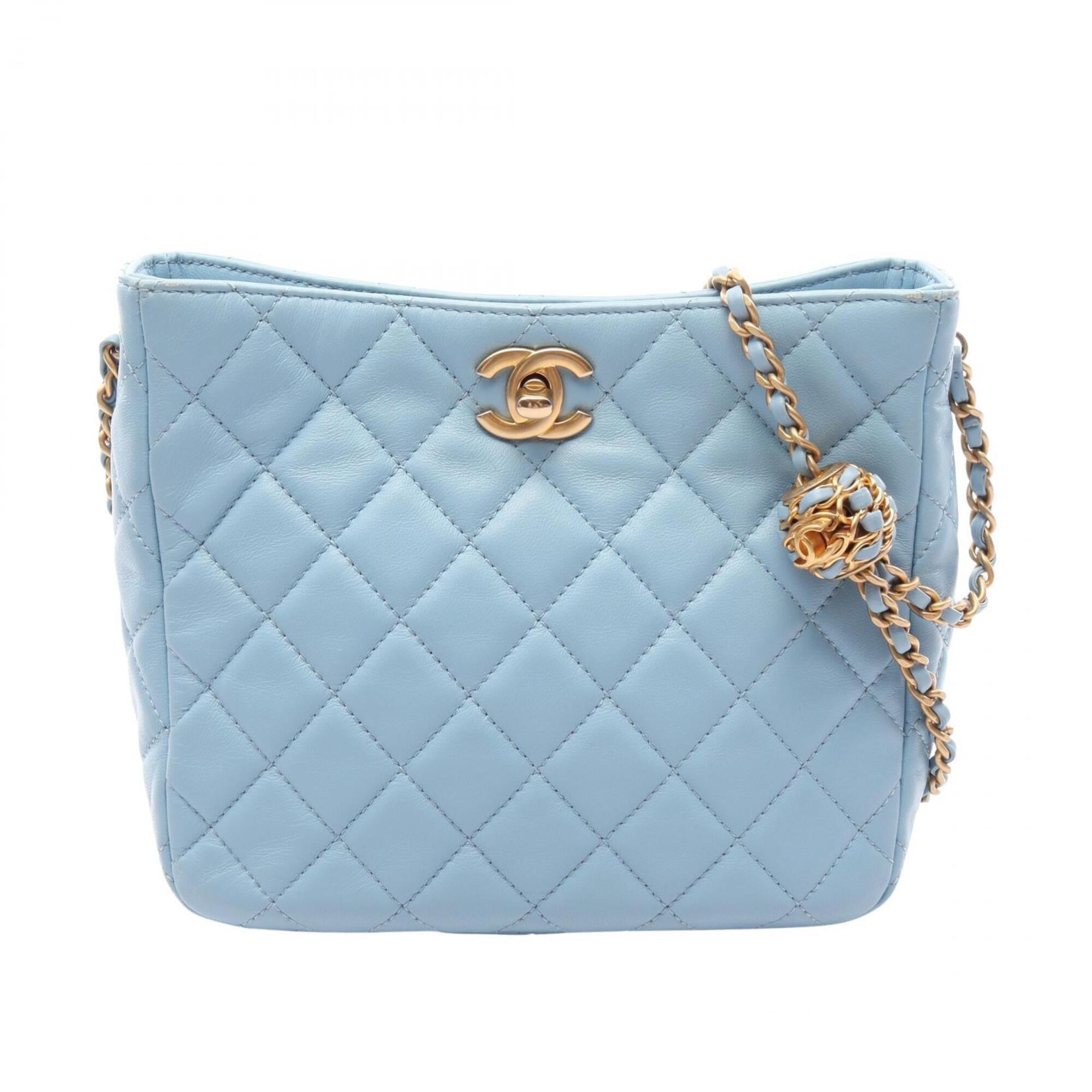 Chanel Blue Leather Handbag Shoulder Bag (Pre-Owned)