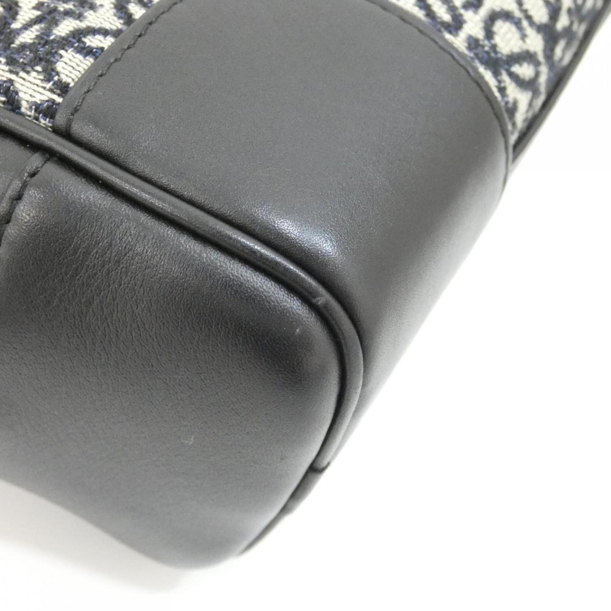 Loewe Amazona Black Navy Canvas Leather Handbag (Pre-Owned)