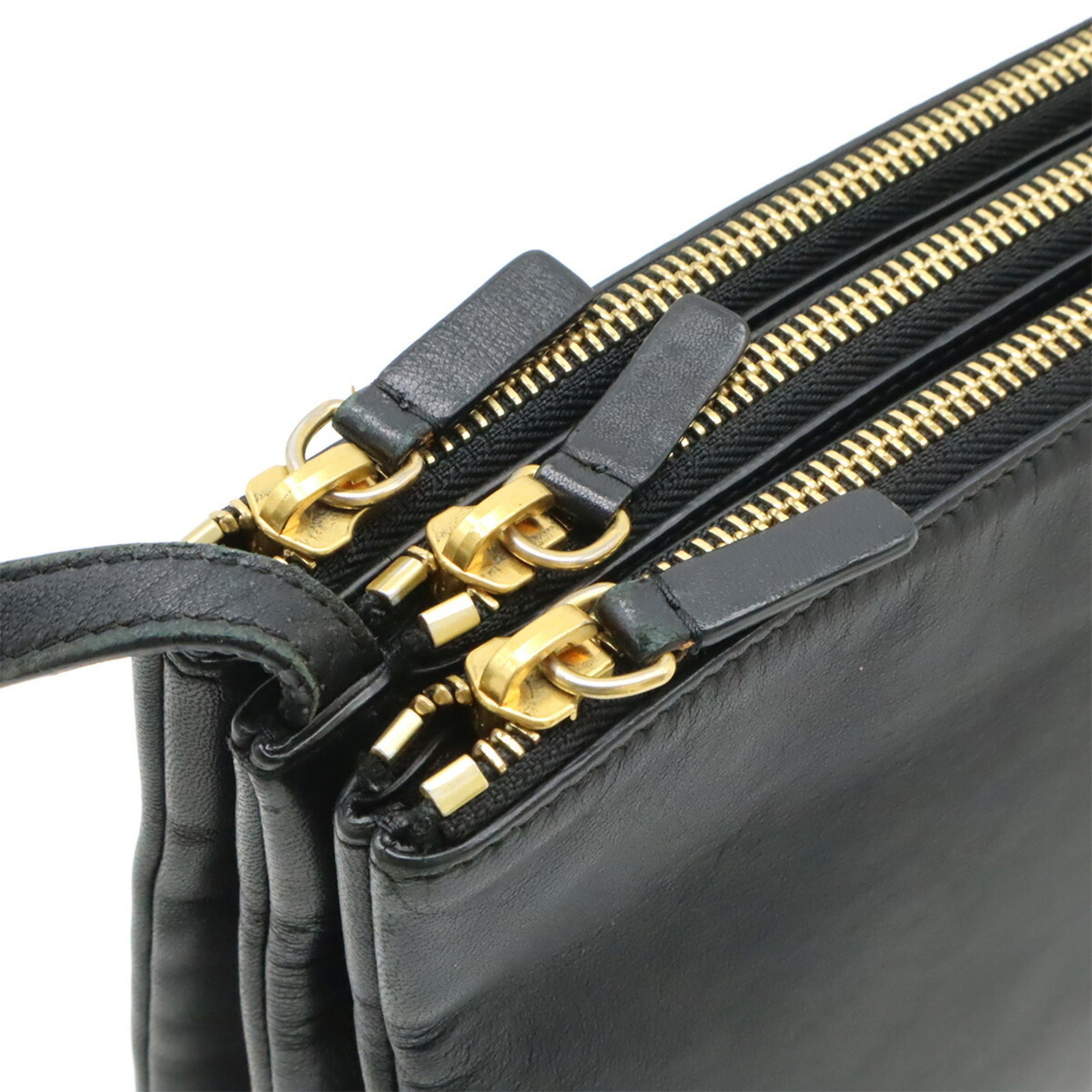 Celine Black Leather Handbag Pochette Pouch Shoulder Bag (Pre-Owned)
