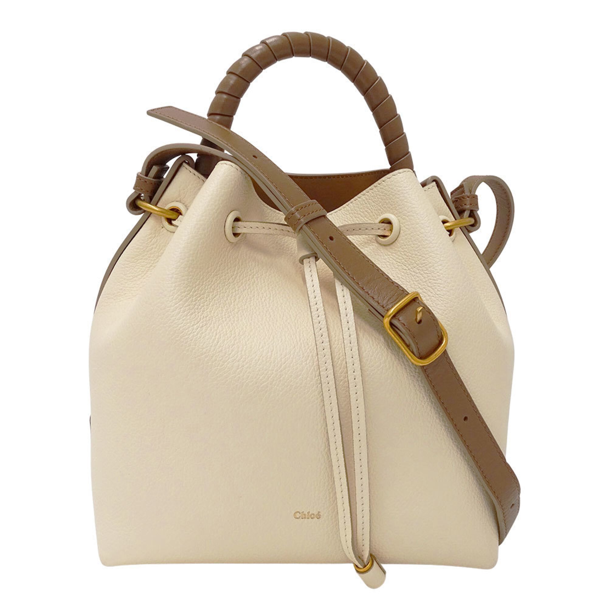 Chloé Brown Ivory Leather Handbag Shoulder Bag (Pre-Owned)