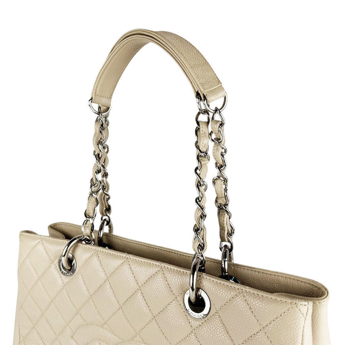 Chanel Grayish Grained Calfskin Shoulder Bag Tote Bag (Pre-Owned)