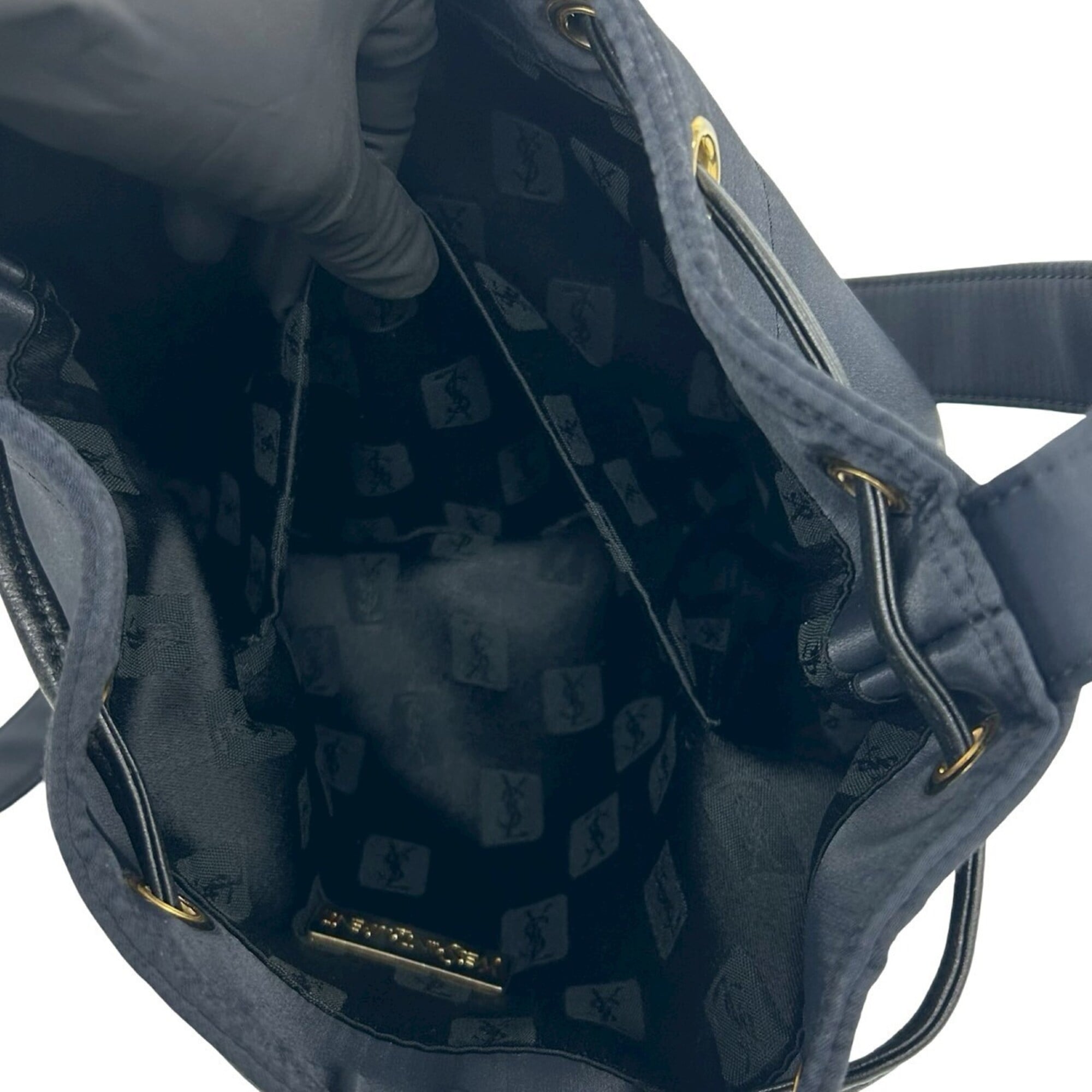 Yves Saint Laurent Black Navy Nylon Leather Shoulder Bag (Pre-Owned)