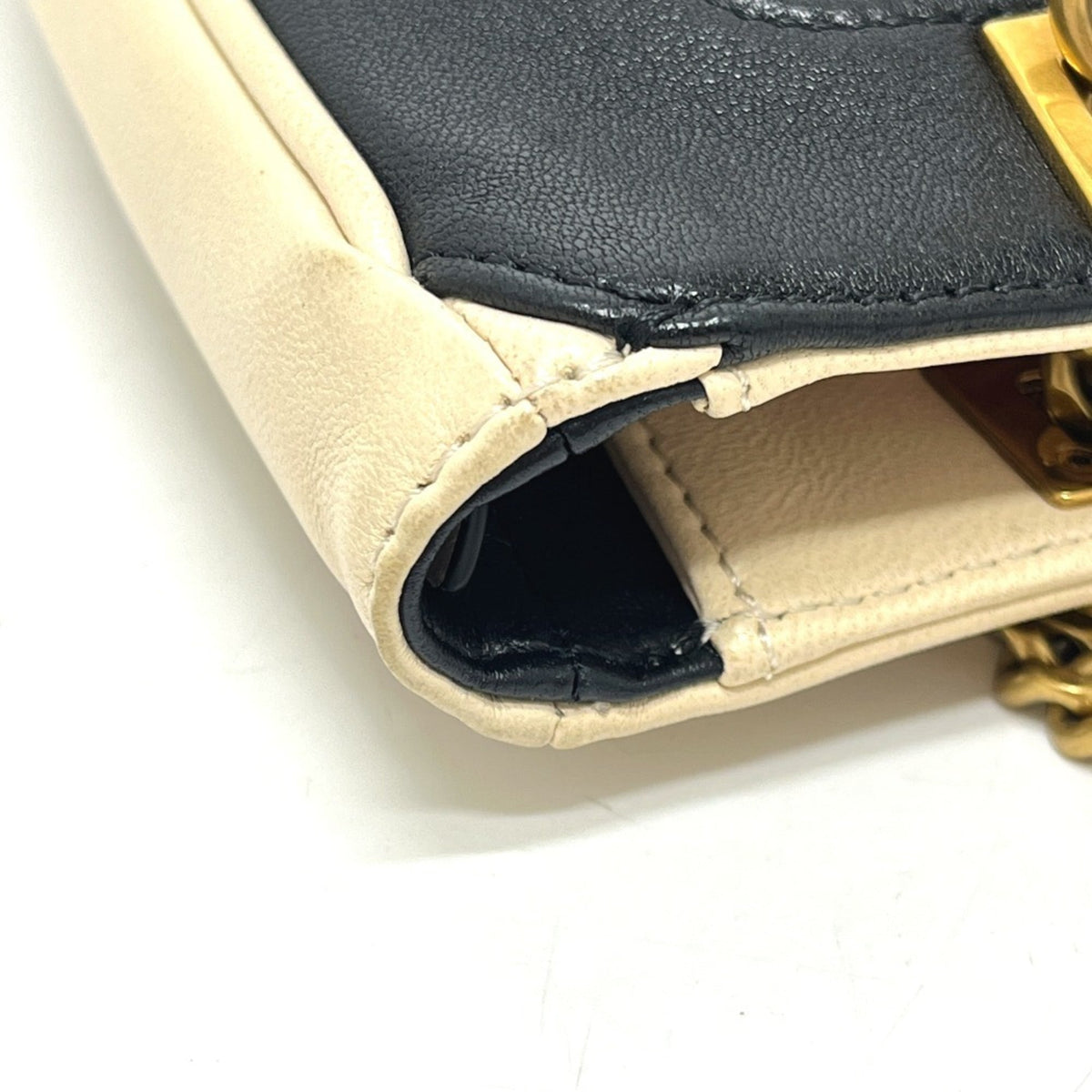 Valentino Beige Black Leather Handbag Shoulder Bag (Pre-Owned)