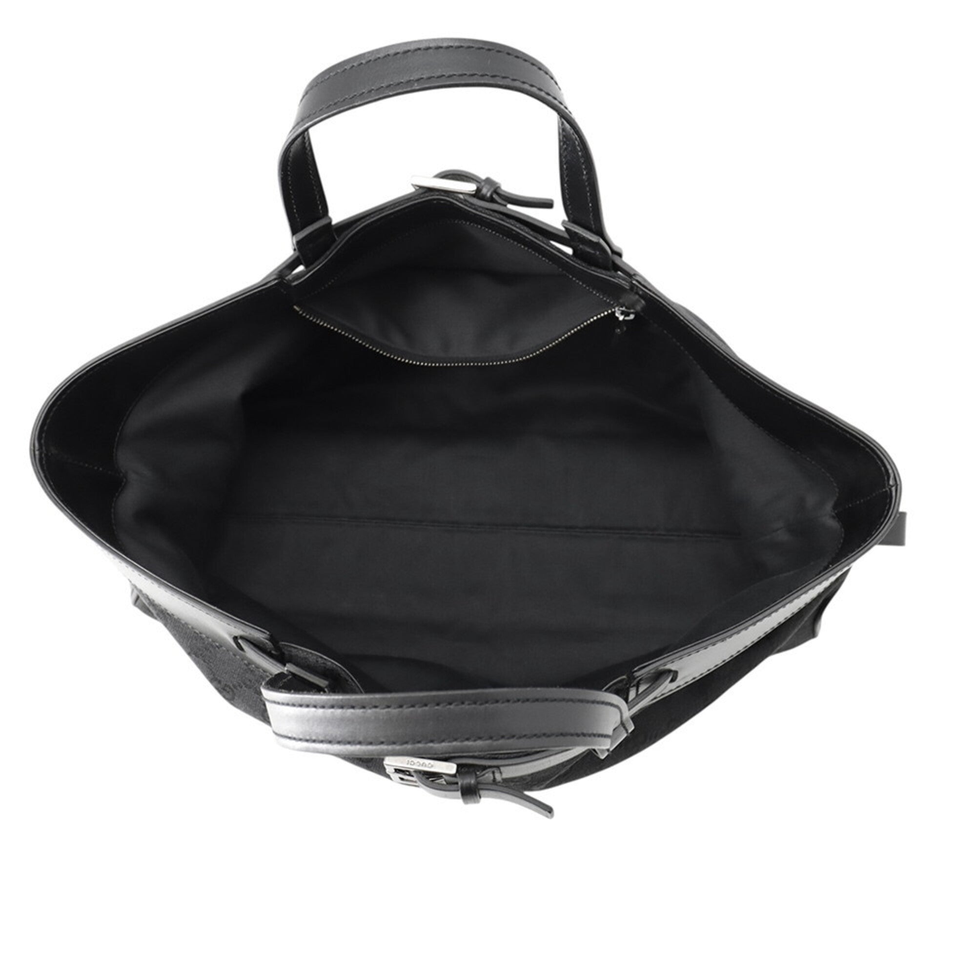 Gucci Black Gg Canvas Leather Handbag Tote Bag (Pre-Owned)