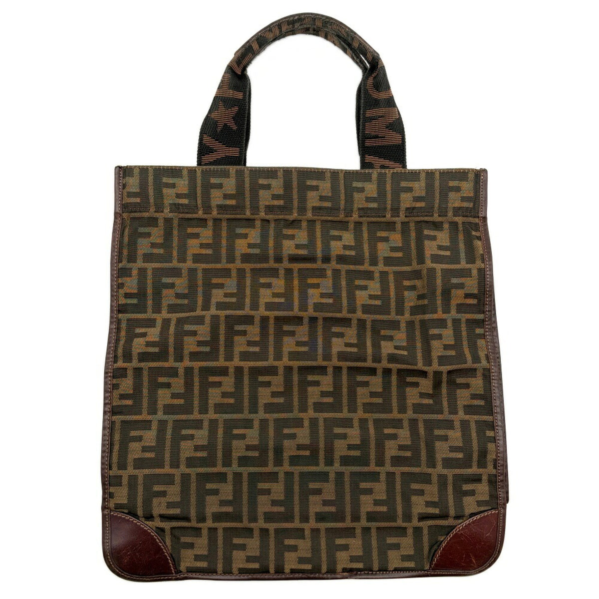 Fendi Brown Canvas Leather Tote Bag (Pre-Owned)
