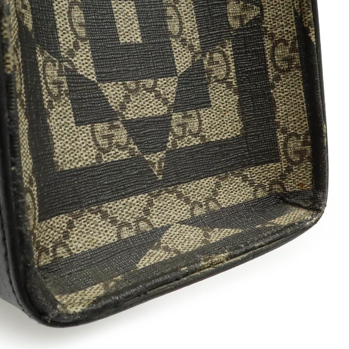 Gucci Beige Black Pvc Leather Shoulder Bag Tote Bag (Pre-Owned)