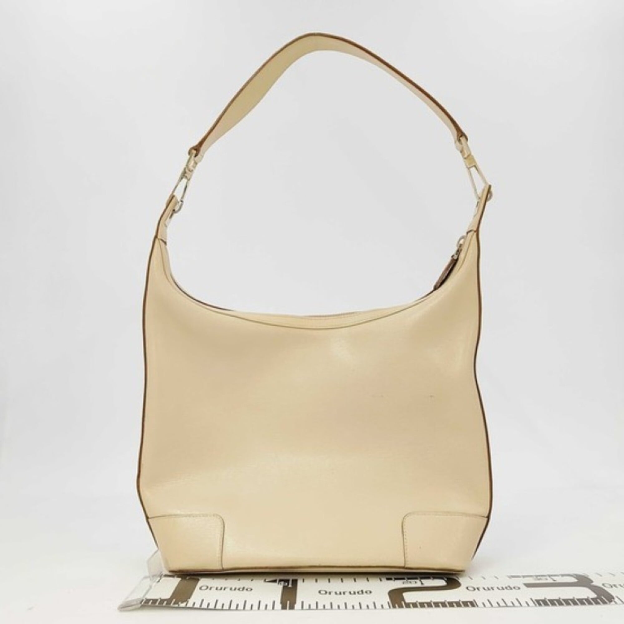 Gucci Beige Black Leather Shoulder Bag (Pre-Owned)