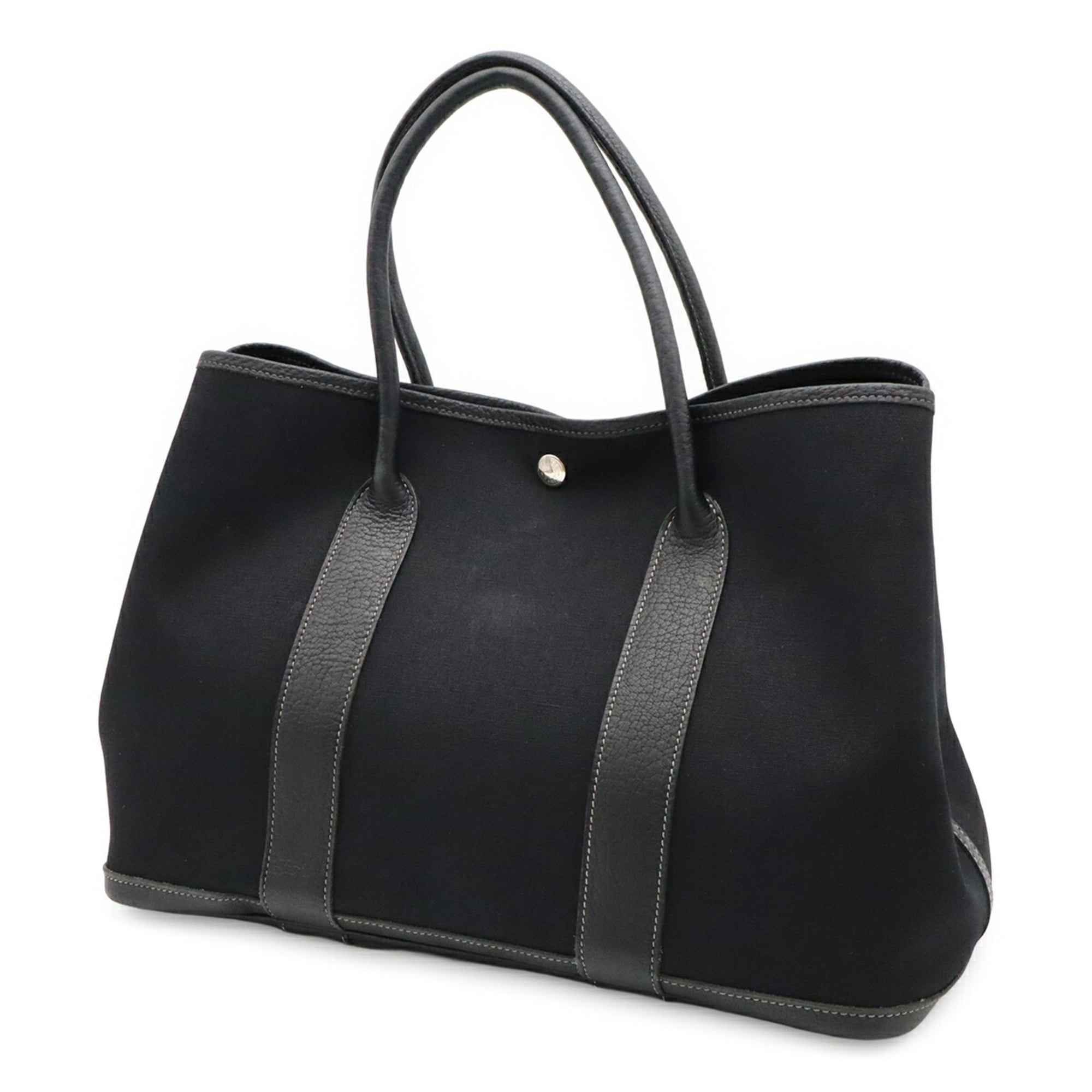 Hermes Black Toile Officier Shoulder Bag Tote Bag (Pre-Owned)