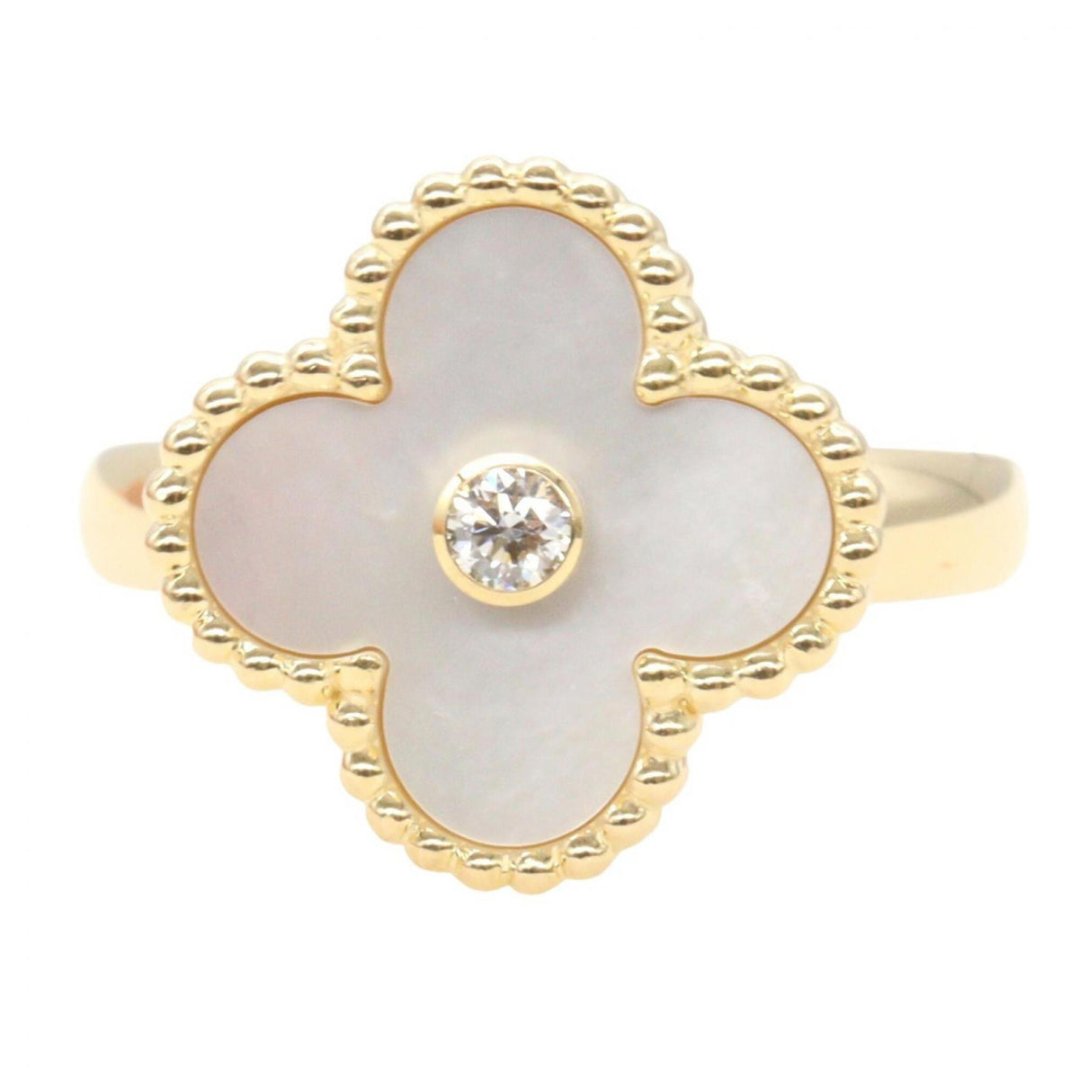 Van Cleef & Arpels Gold Clear White Band Ring (Pre-Owned)