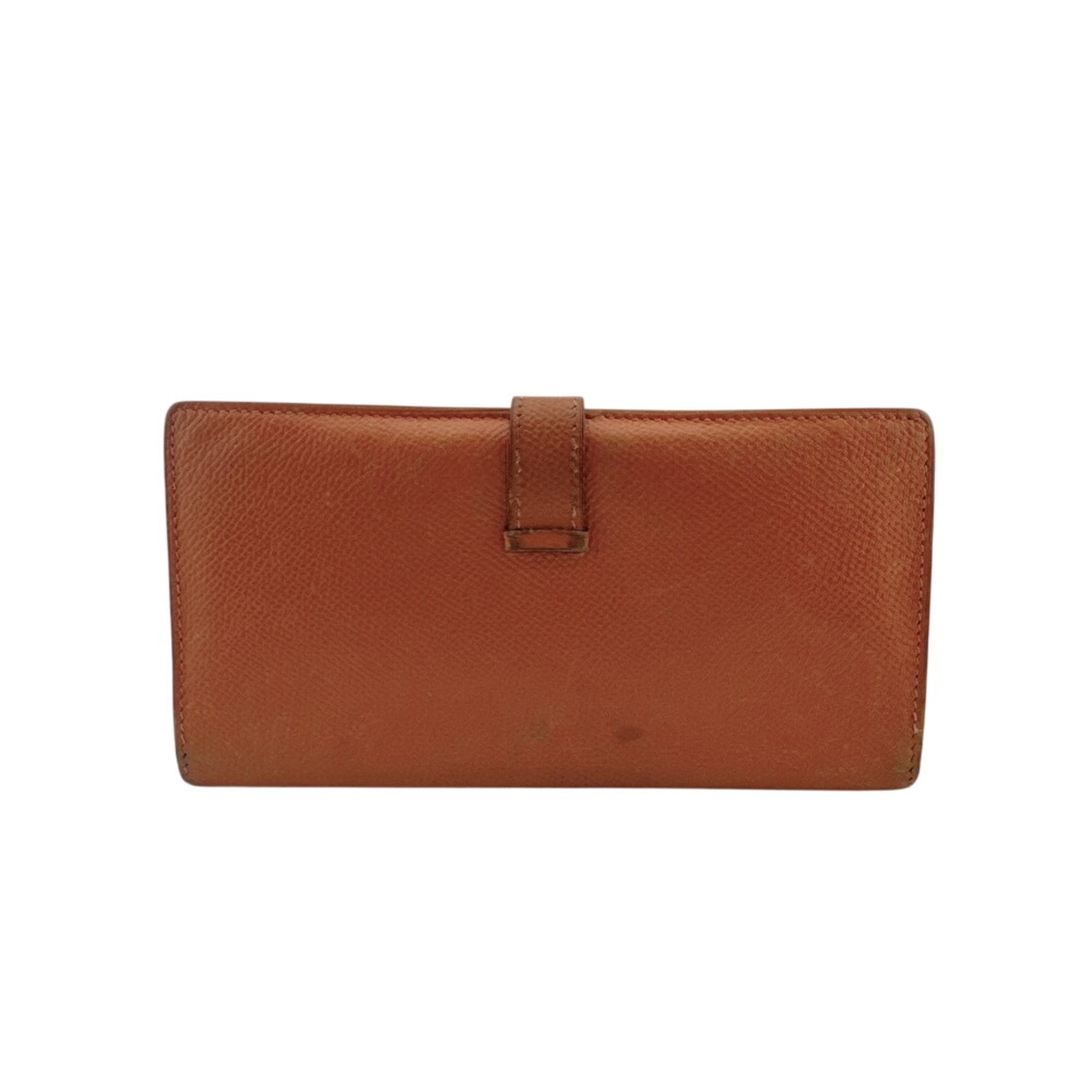 Hermes Bearn Orange Epsom Leather Long Wallet (Bi-Fold) (Pre-Owned)