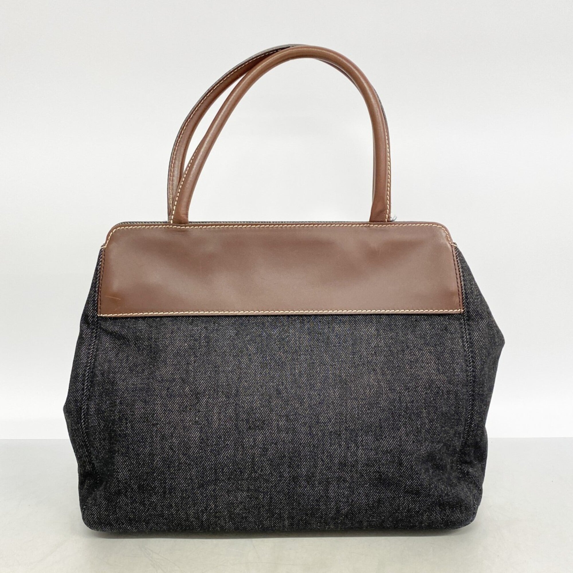 Chanel Black Brown Denim Tote Bag (Pre-Owned)