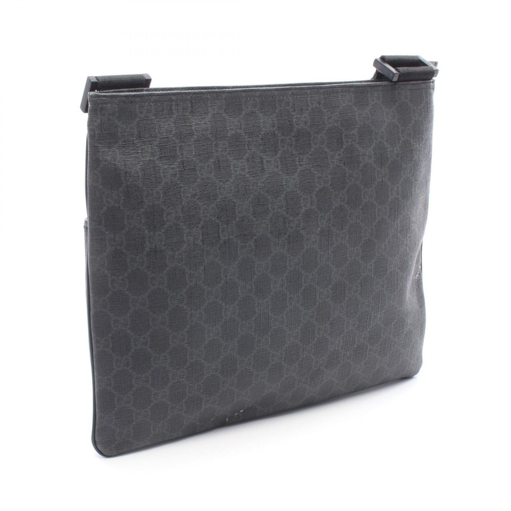Gucci Black Gray Gg Supreme Leather Handbag Shoulder Bag (Pre-Owned)