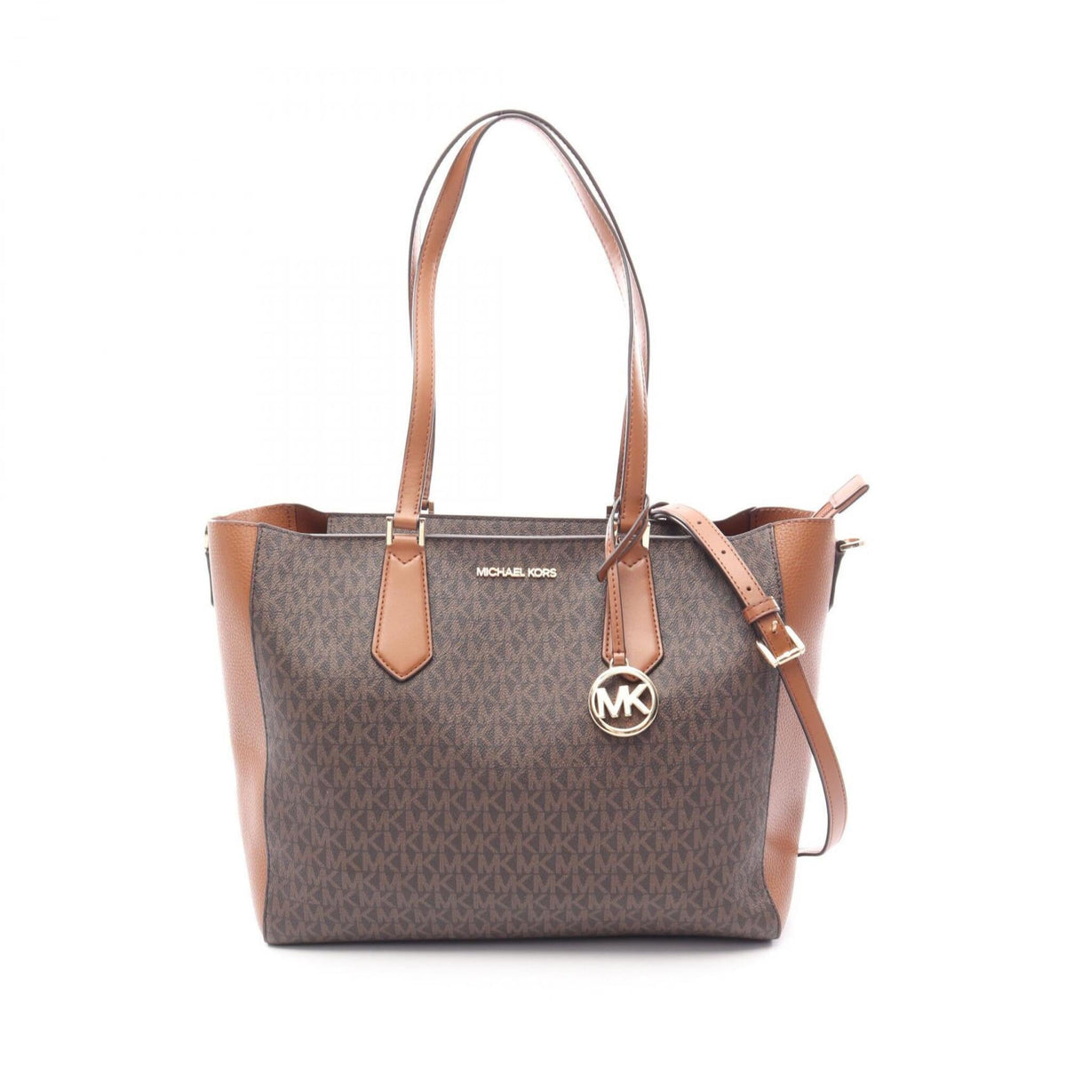 Michael Kors Brown Coated Canvas Leather Handbag Tote Bag (Pre-Owned)