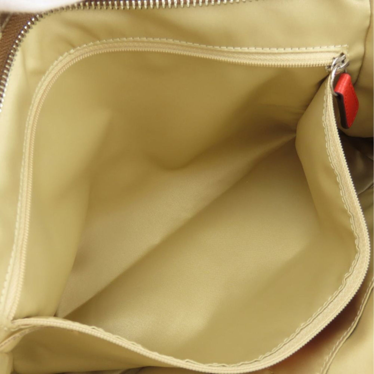 Coach Beige Red Color Canvas Leather Tote Bag (Pre-Owned)