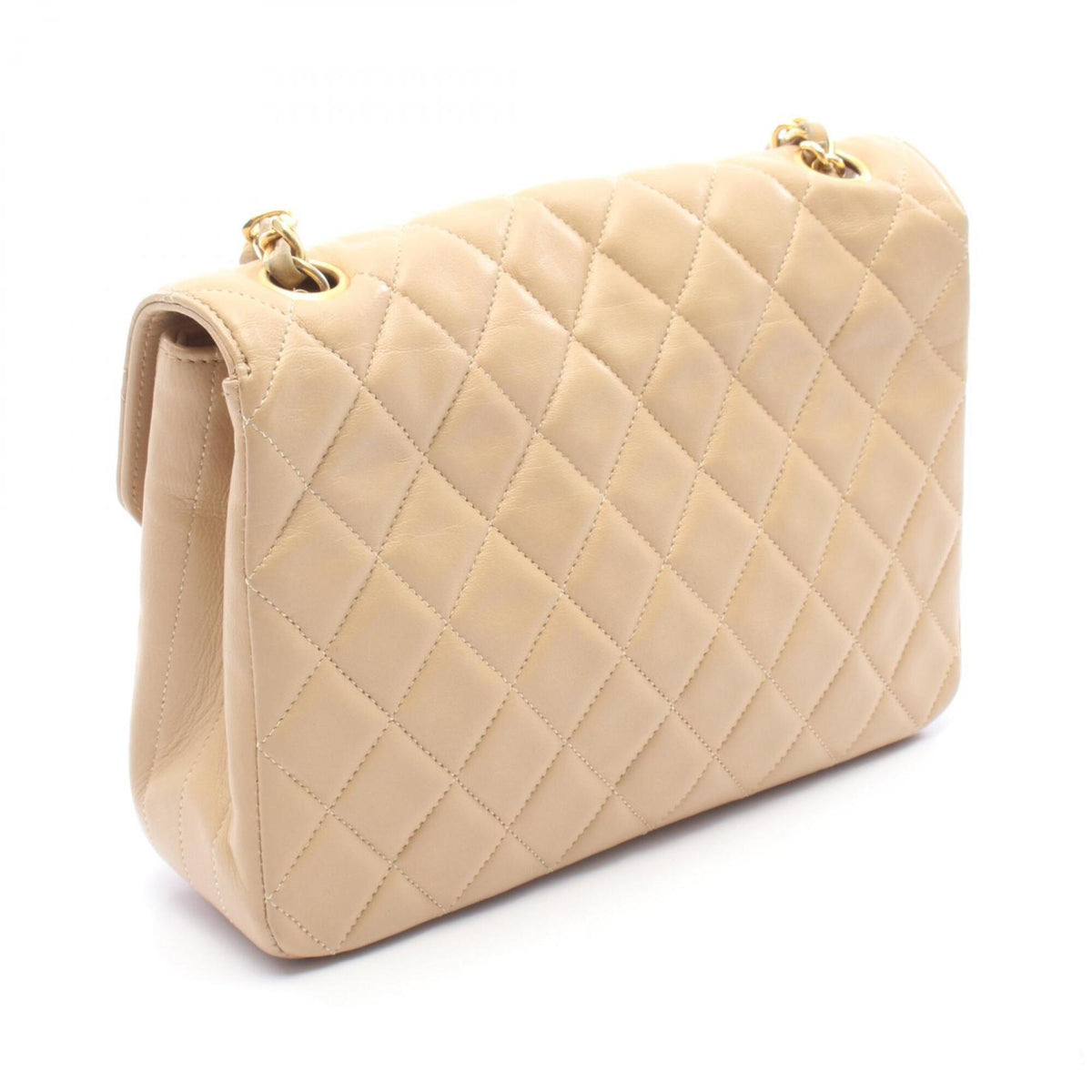 Chanel Matelasse Beige Leather Handbag Shoulder Bag (Pre-Owned)