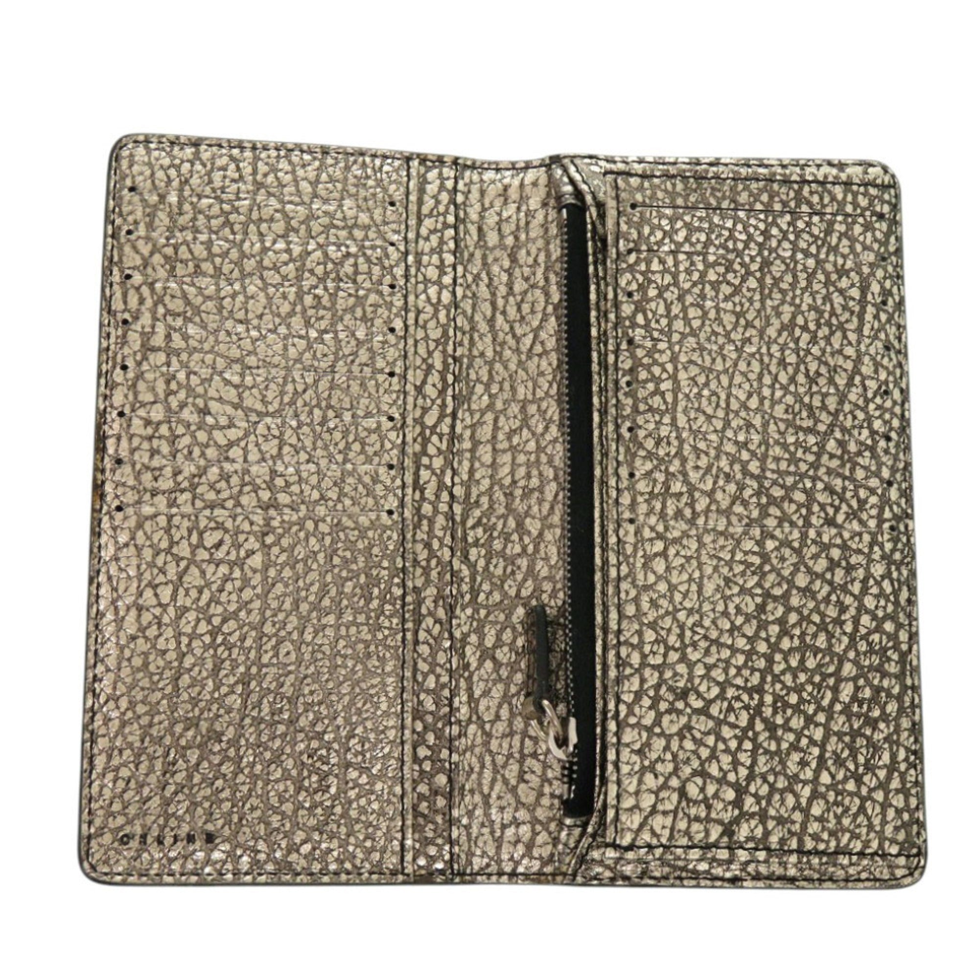 Celine Gunmetal Leather Long Wallet (Bi-Fold) (Pre-Owned)