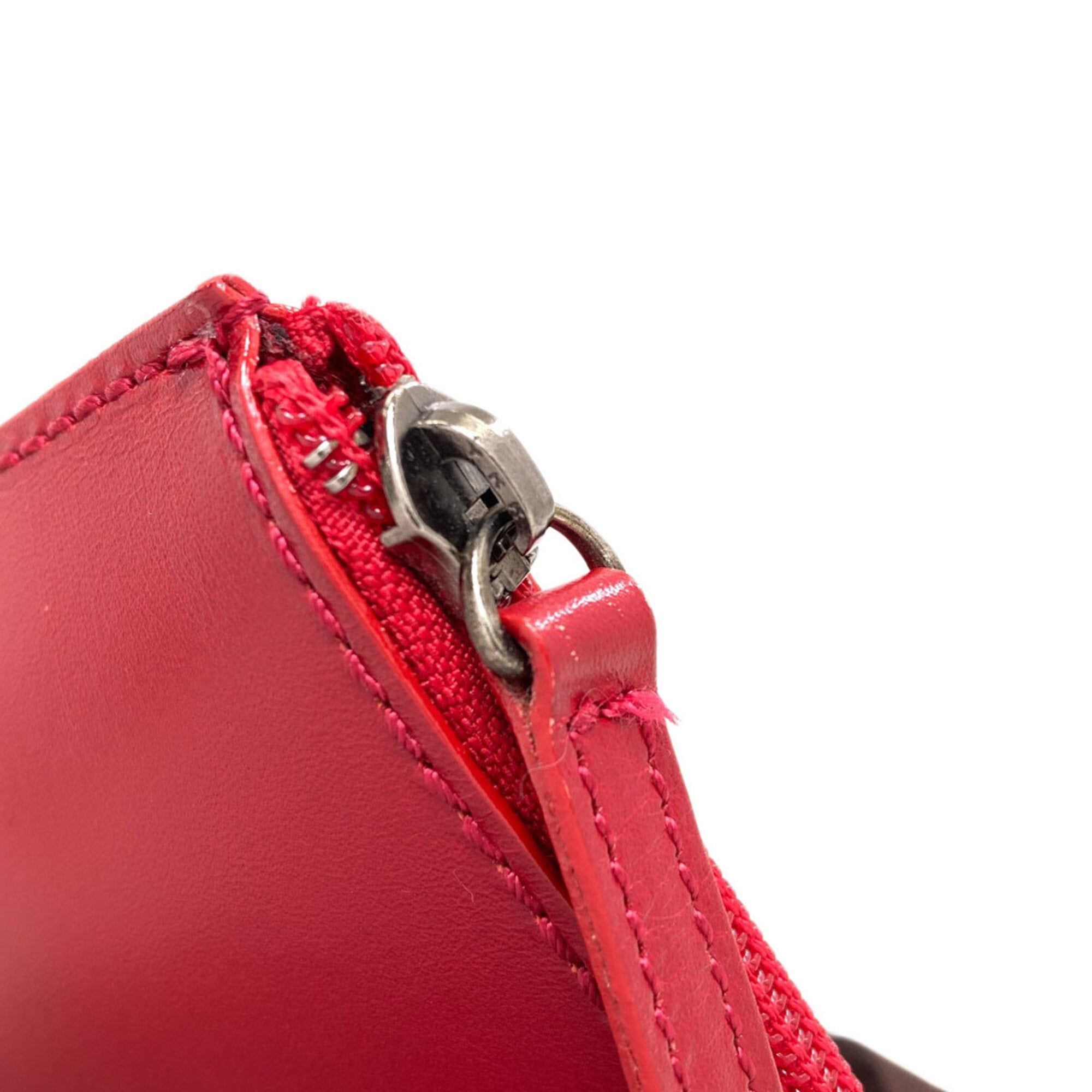 Issey Miyake Red Color Leather Shoulder Bag (Pre-Owned)