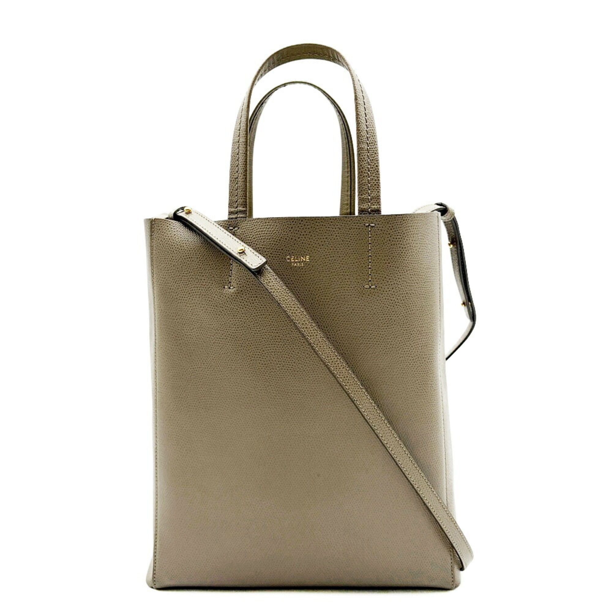 Celine Grayish Leather Shoulder Bag Tote Bag (Pre-Owned)