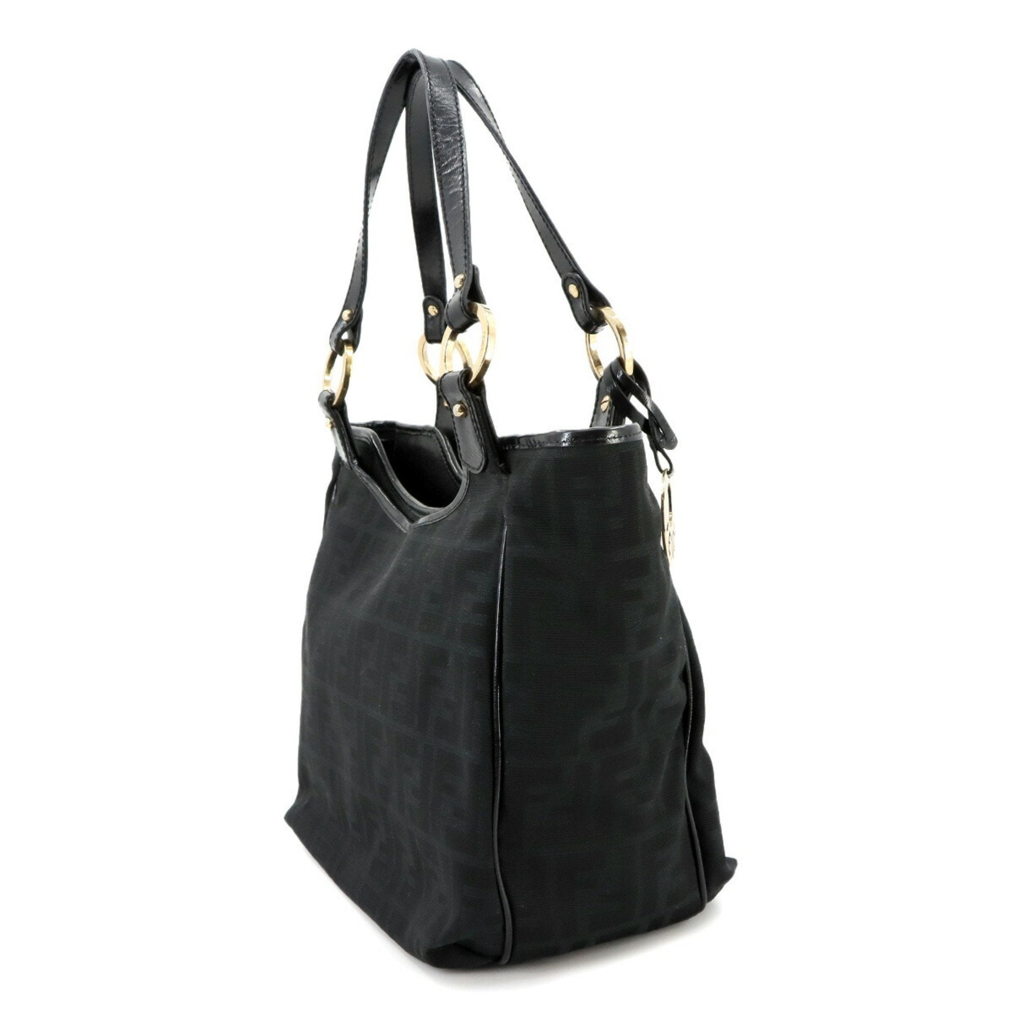 Fendi Black Canvas Leather Tote Bag (Pre-Owned)