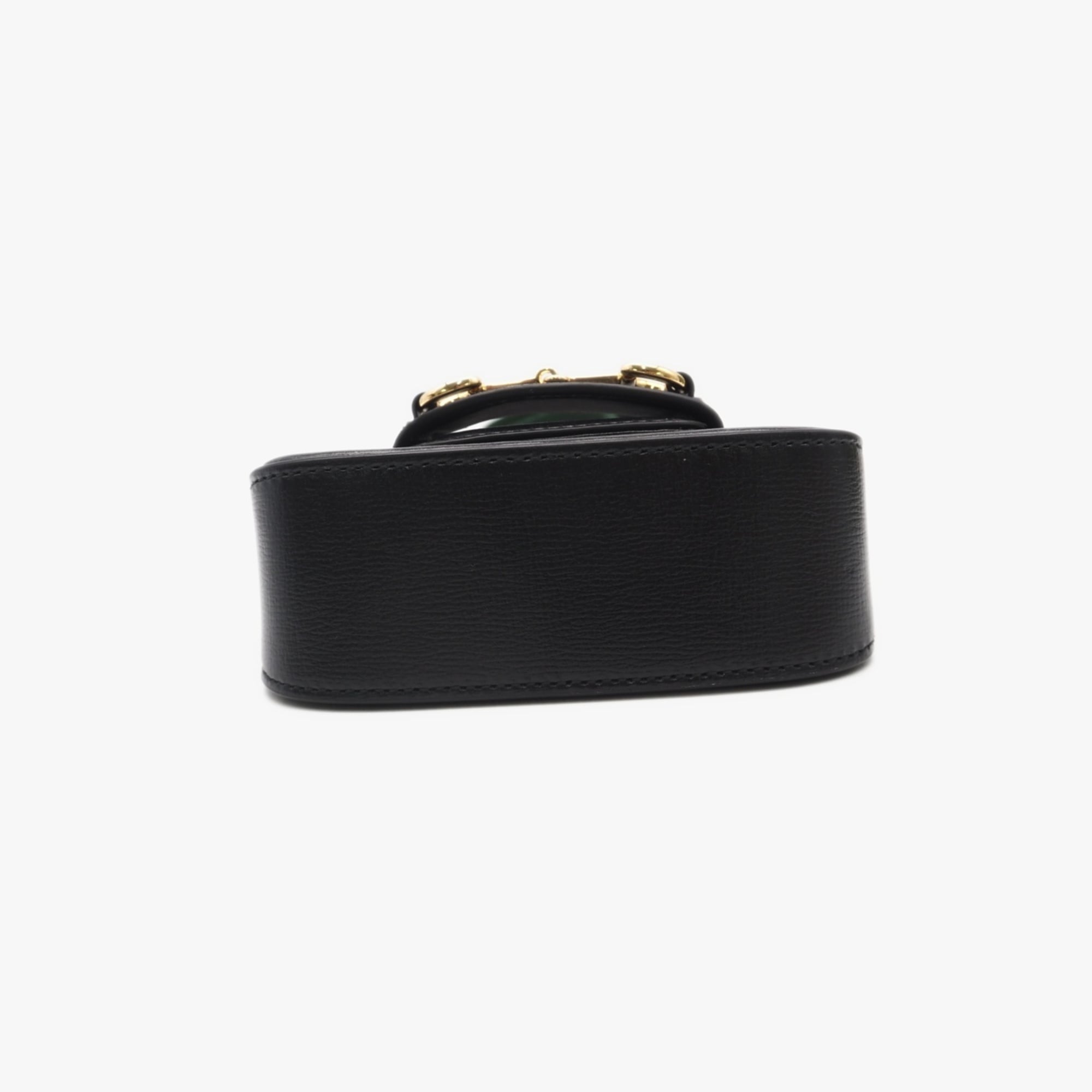 Gucci Horsebit Black Leather Canvas Shoulder Bag (Pre-Owned)