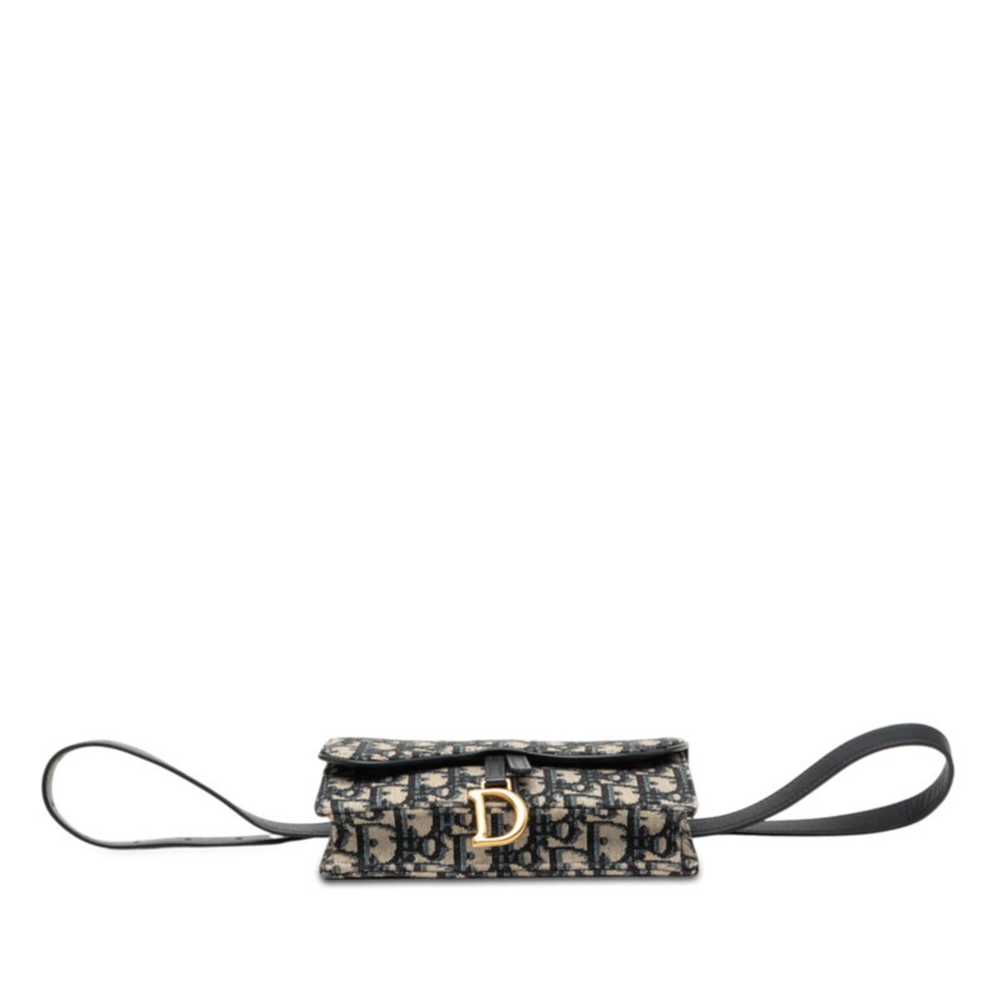 Christian Dior Trotter Beige Navy Canvas Leather Fanny Pack (Pre-Owned)