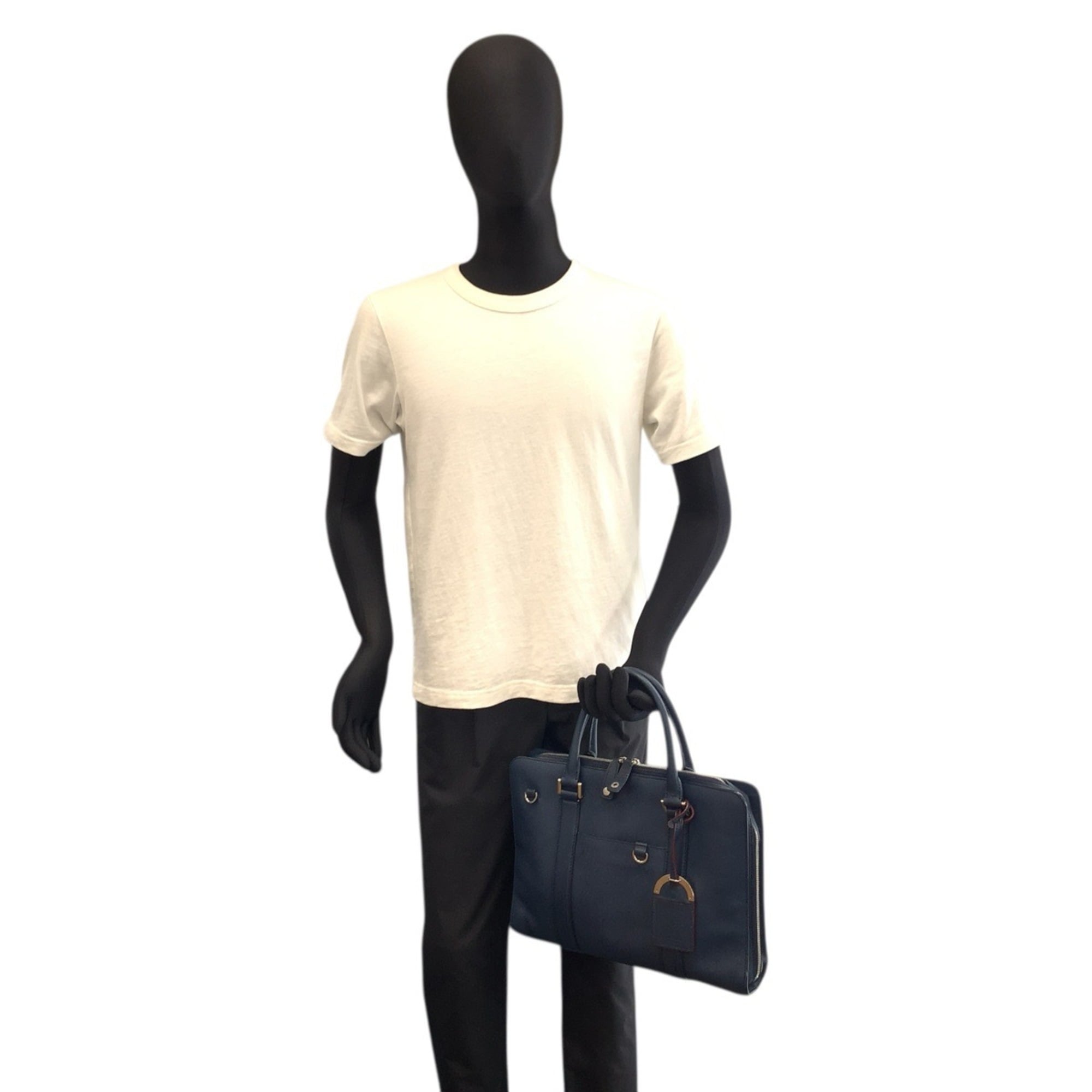 Bvlgari Navy Leather Briefcase (Pre-Owned)
