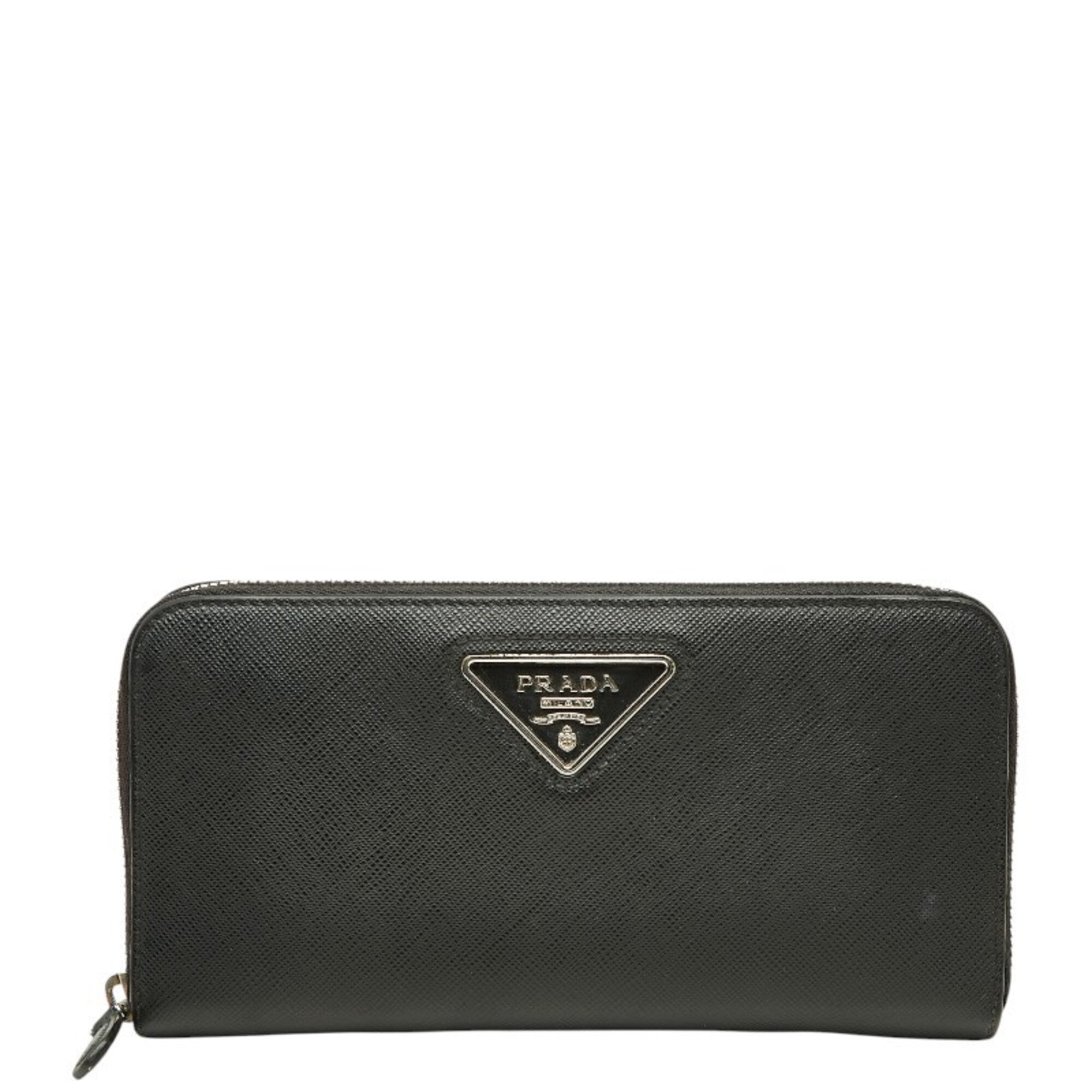 Prada Black Leather Long Wallet (Bi-Fold) (Pre-Owned)