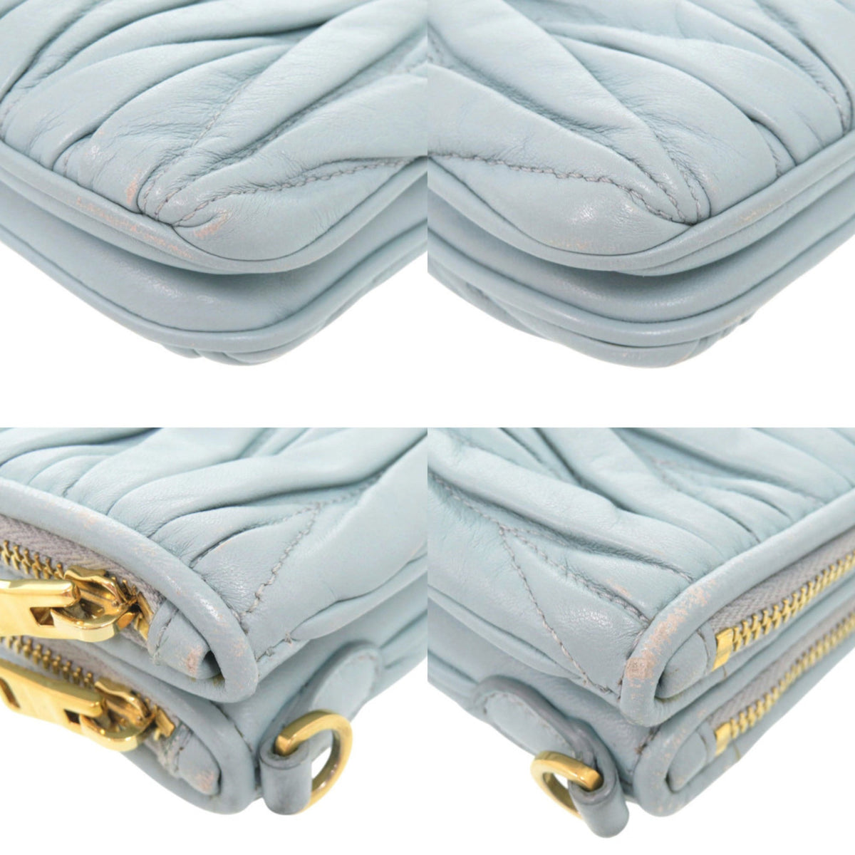 Miu Miu Matelasse Light Blue Leather Shoulder Bag (Pre-Owned)